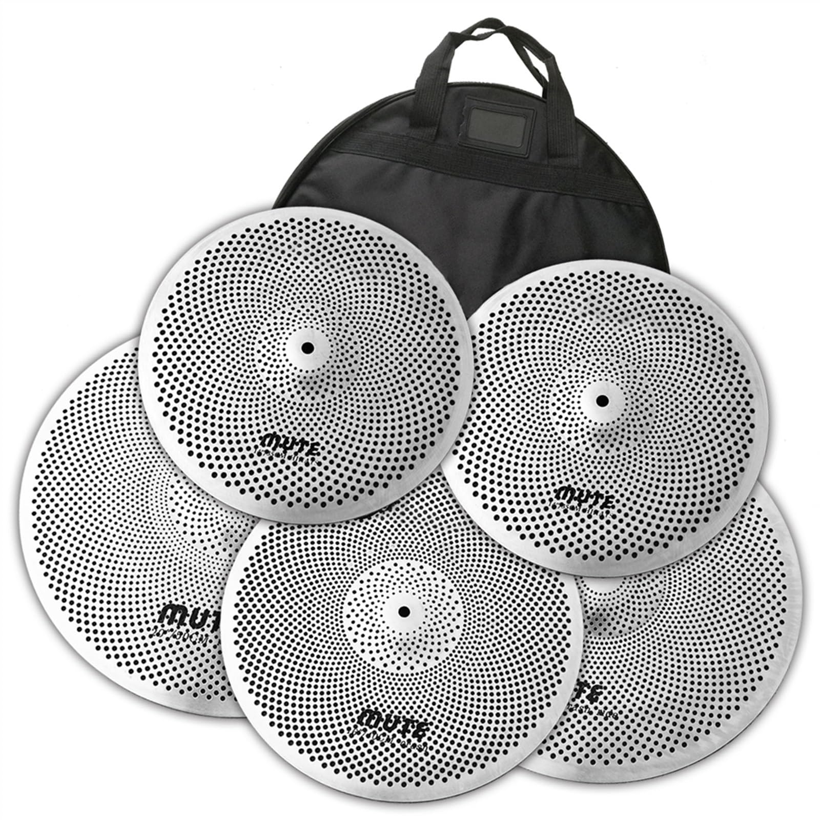 Cymbale Muette À Faible Volume De Couleur Argentée 14 '' Hi Hat + 16 '' Crash + 18 '' Crash + 20 '' Ride pour La Pratique Accessoires pour Instruments à Percussion