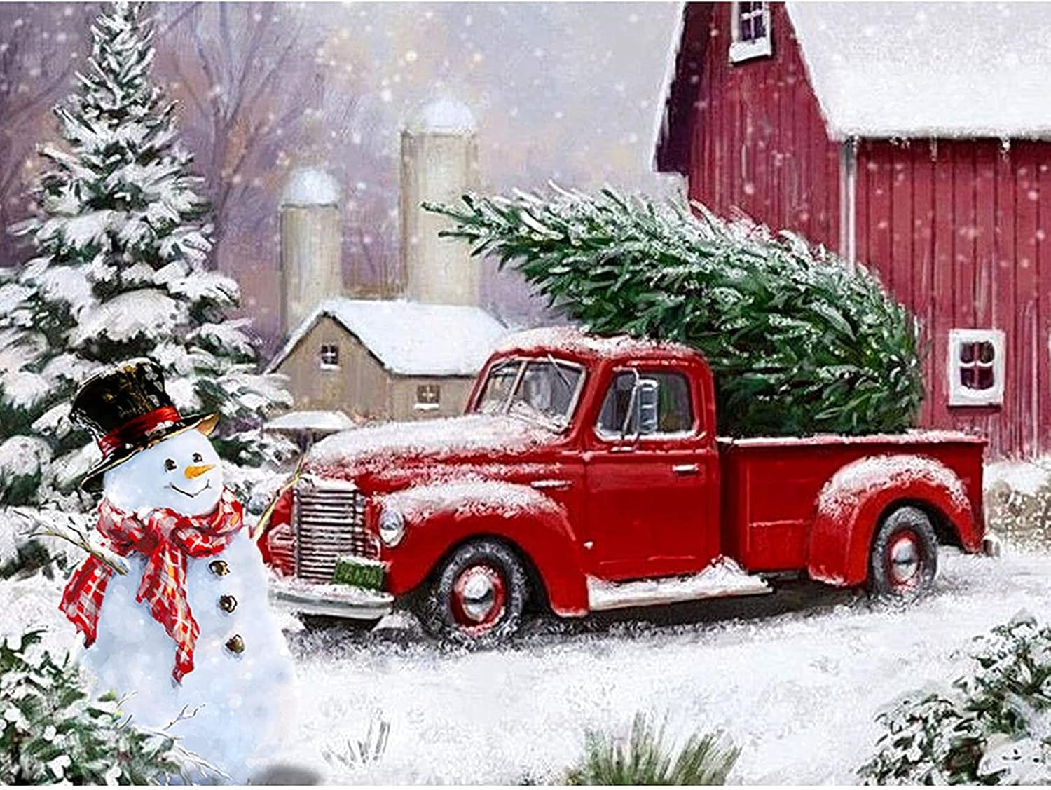 Christmas Diamond Painting Kits for Adults 5D Red Truck Diamond
