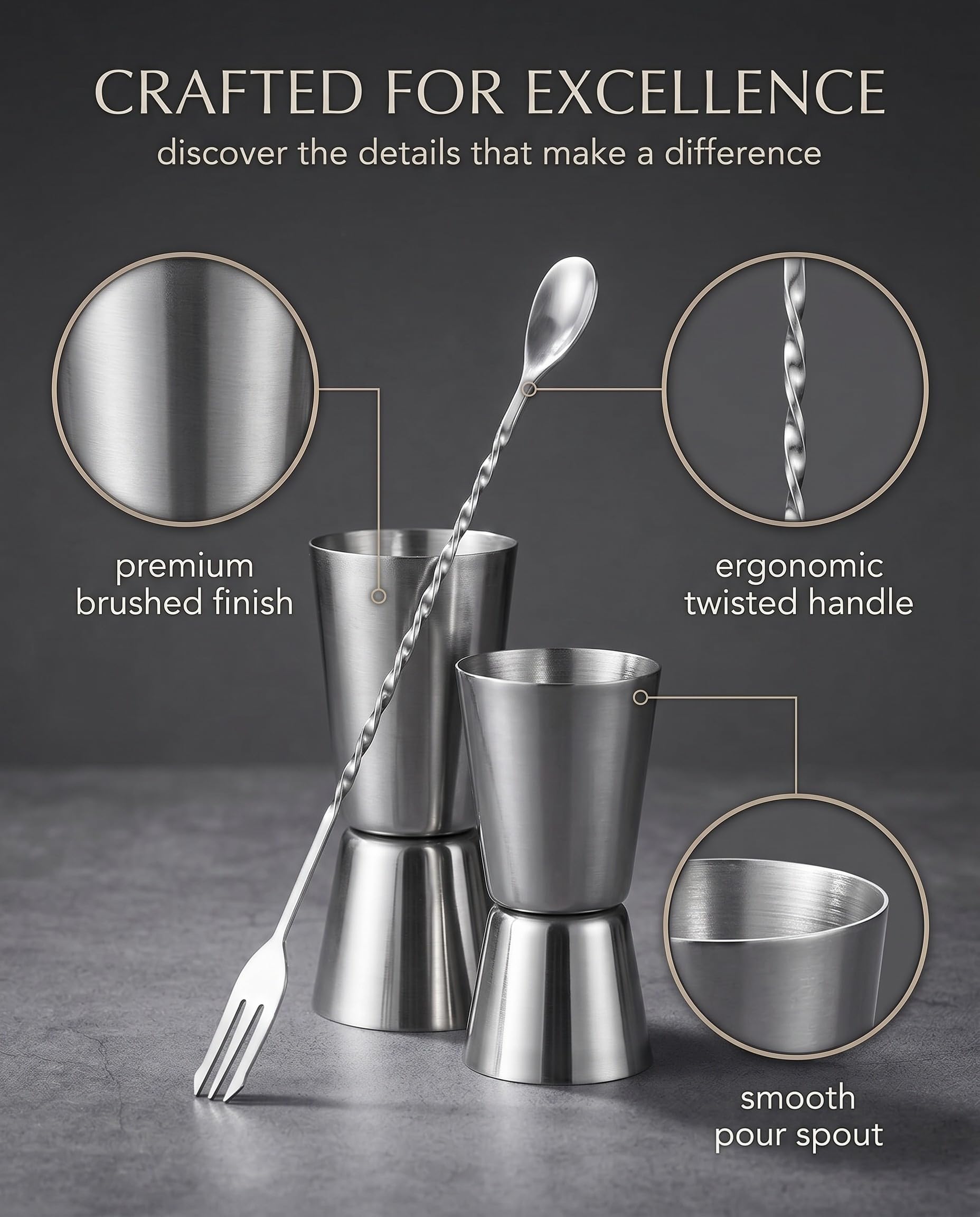 Vaso medidor de cóctel de dos piezas, vaso medidor de acero inoxidable para bar, vaso medidor doble para ginebra, para licor de 30 ml y 40 ml, de cóctel con escala precisa, para bar en casa