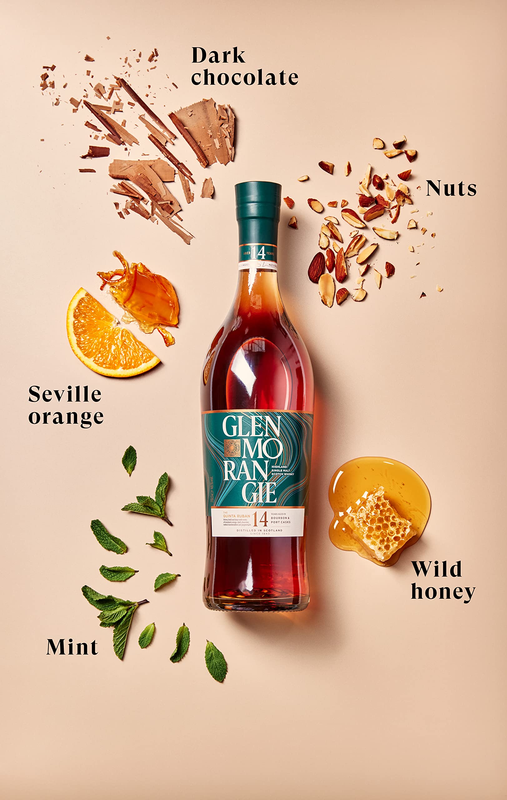 Glenmorangie Quinta Ruban, 14 Years Old Whisky Single Malt Scotch Whisky mit Port Cask Finish, 0,7L