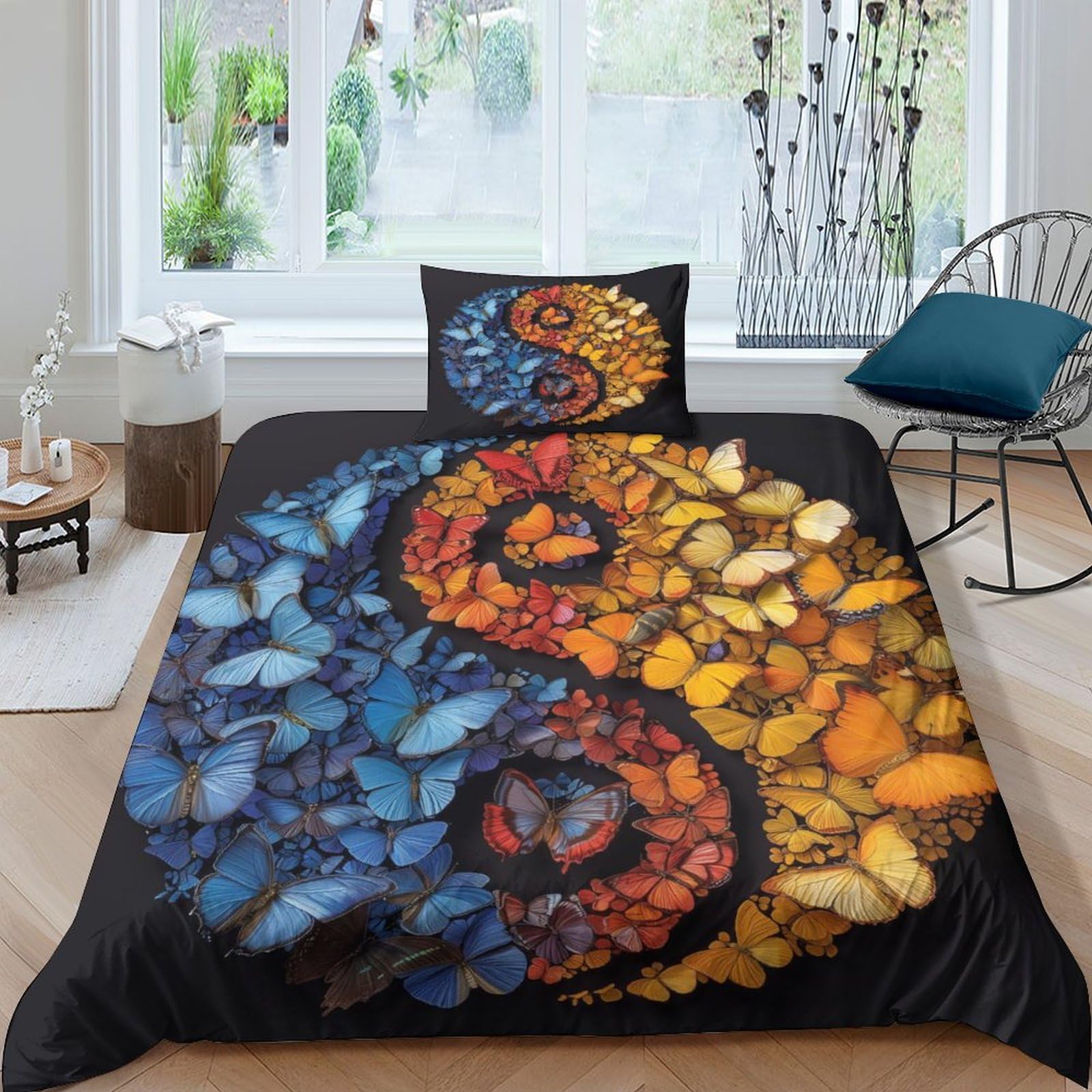 Housse de couette Tai Chi respirante en microfibre super douce ensemble de lit anti-plis 3 pièces