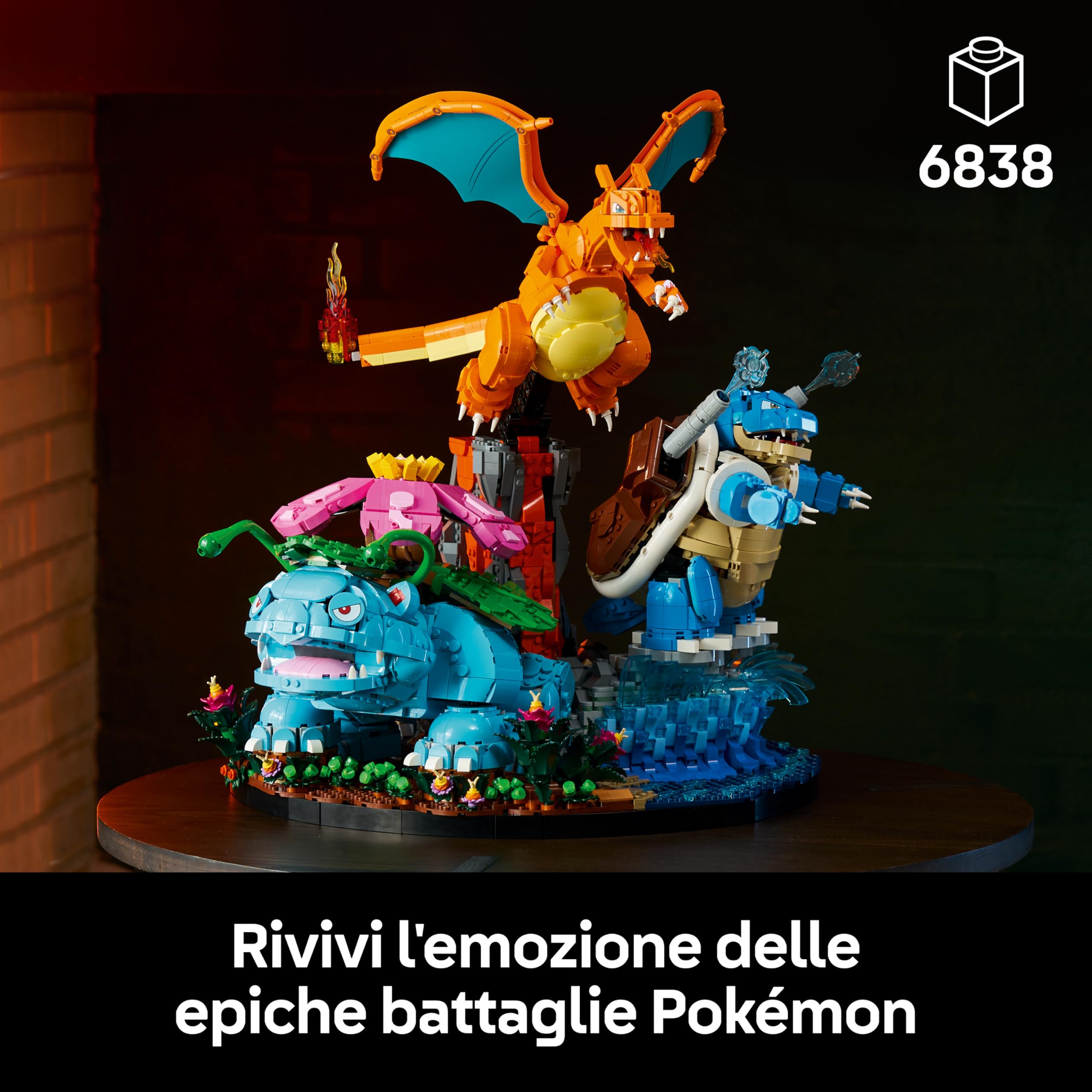 LEGO Pokémon Venusaur, Charizard e Blastoise - Kit di Modellismo 3D per Adulti - 3 Action Figure di Anime come Decorazione per la Camera o per la Scrivania - Idea Regalo da Collezione per Fan - 72153