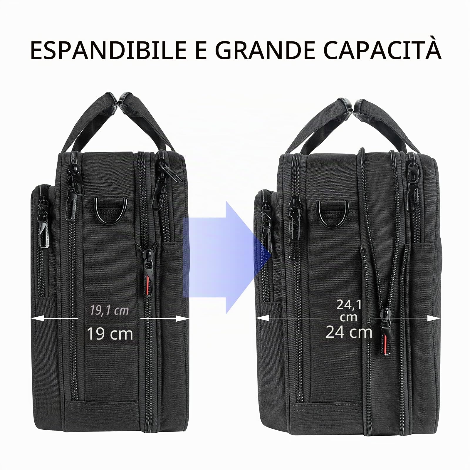 VANKEAN Borsa per Laptop per Uomo Donna, Borsa per Laptop da 17,3 Pollici Borsa a Tracolla Espandibile e Idrorepellente, Borsa per Computer con Tasche RFID per Viaggio/Affari/Scuola, Nero