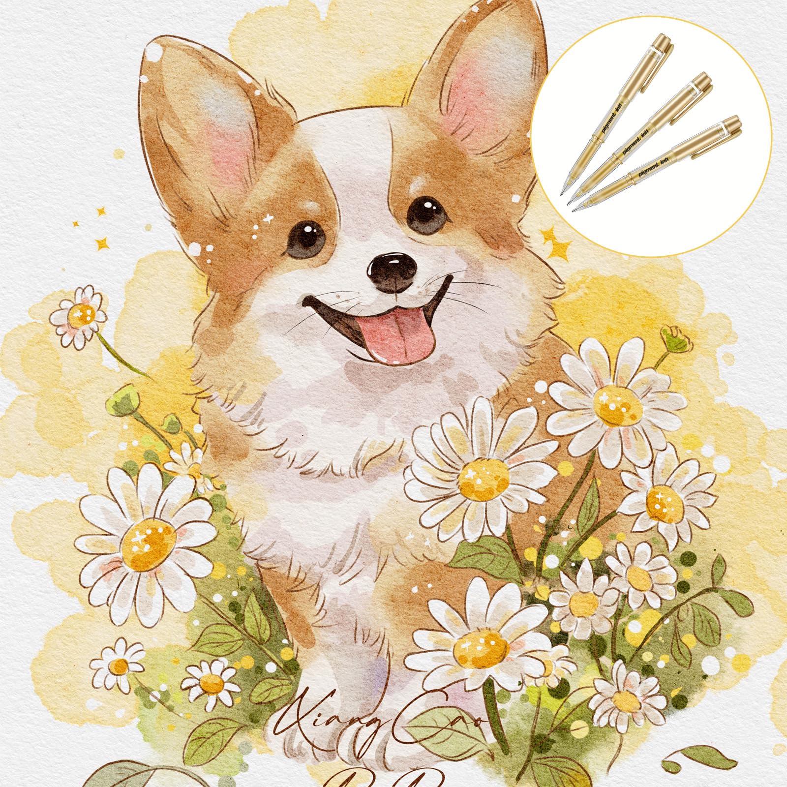 3PCS Gold Gel Pens with 3PCS Refills 1 0mm Broad Gold Point Ink Pen Ballpoint Pen Highlighter for — view 7