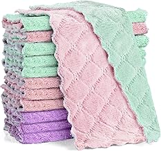 Microfiber Cleaning Cloths Highly Absorbent and Softer, Dish Cloths and Kitchen Towels Reusable and Washable Lint Free for House, Car, Bathroom, Window (9.7 x5.8 Inch) - Pack of 12