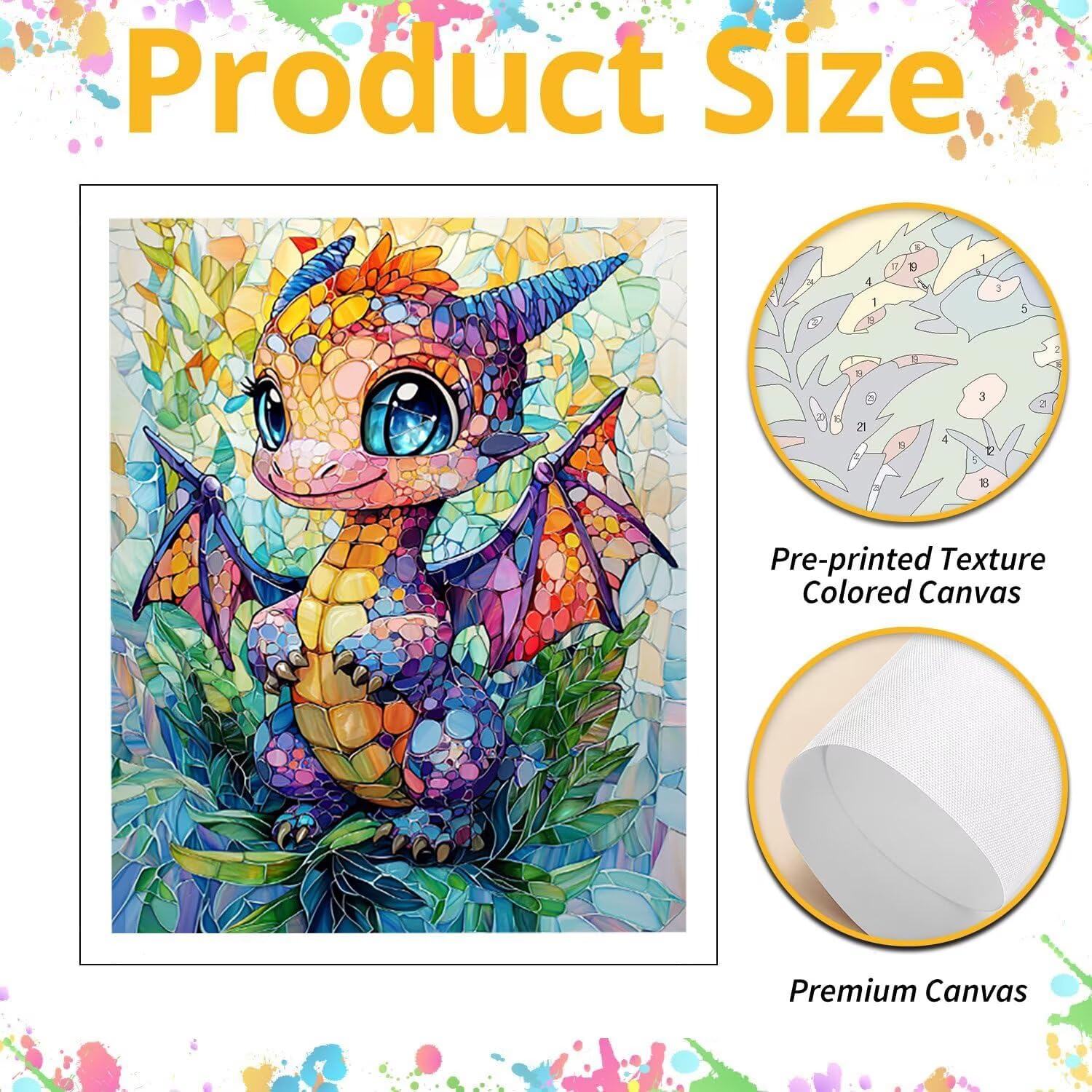 WEISHIWE Pintar por Numeros Adultos, Dinosaurio, 70x90cm q-561 | Pintura por Numeros Kit, Easy Paint by Numbers Adult, con 3 Pinceles y Pigmento Acrílico, Decoración para Hogar, Sin Marco