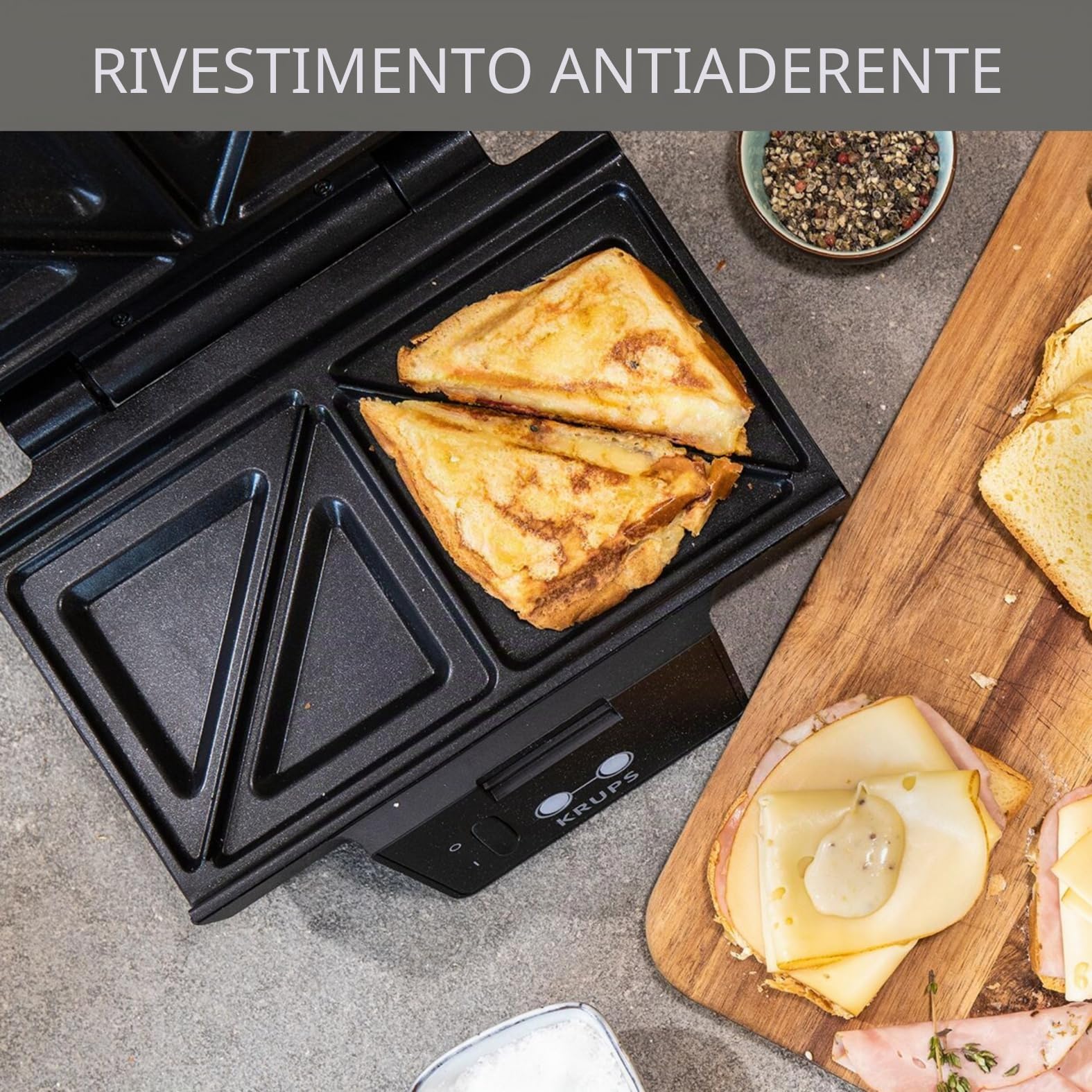 Krups FDK451 F DK4 51 SANDWICHERA 850 W, Plastica Lega di Acciaio, Argento