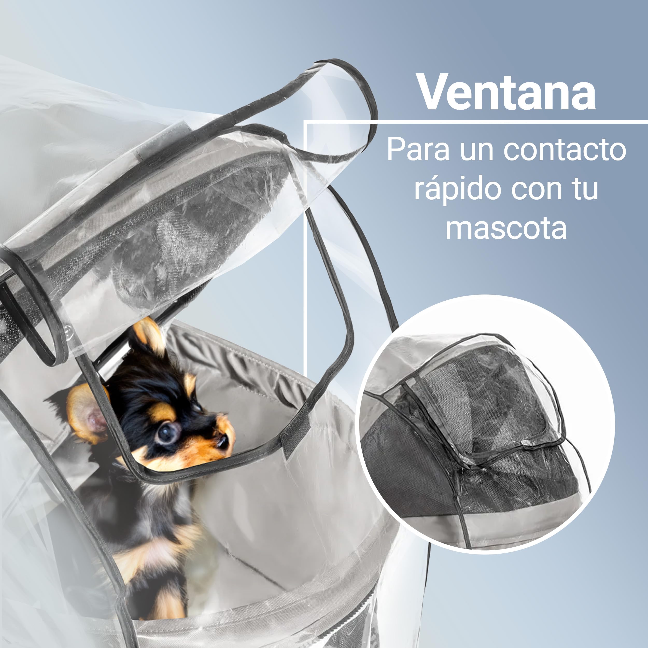 Zamboo Plastico Protector Lluvia para Carrito de Perros y Gatos Universal - Funda Impermeable Protectora - Cubrecarro para Cochecito de Mascotas con Ventana Mallas y Entrada Abatible