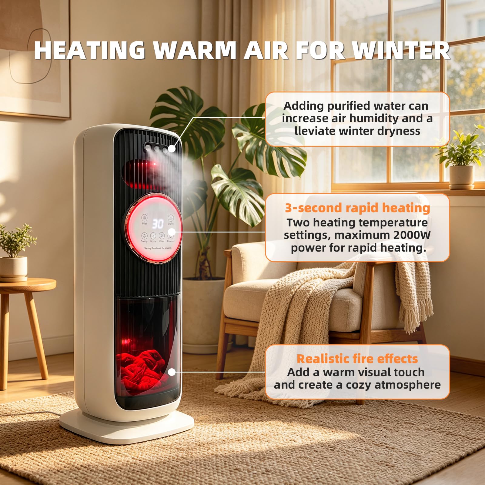 Luftkühler Mit Wasserkühlung 5-in-1heizlüfter ventilator verdunstungskühler