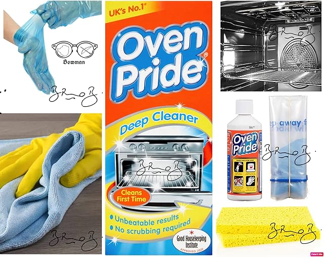 Oven Pride Oven Cleaner (1) With a Sponge wipe + Bags to Clean Oven Racks and Grill + Gloves Easy to use (Instructions included) Full Complete Deep Oven Cleaning Kit