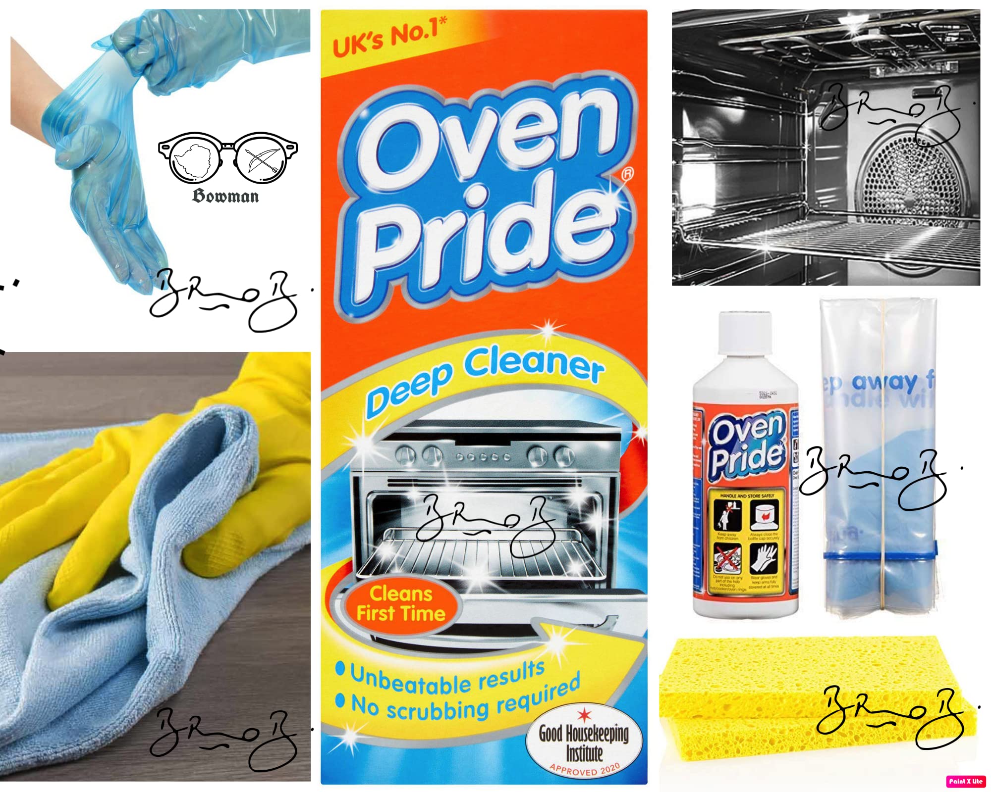 Oven Pride Nettoyant pour four avec éponge et sacs pour nettoyer les grilles de four et le gril + gants faciles à utiliser (instructions incluses) Kit complet de nettoyage pour four profond