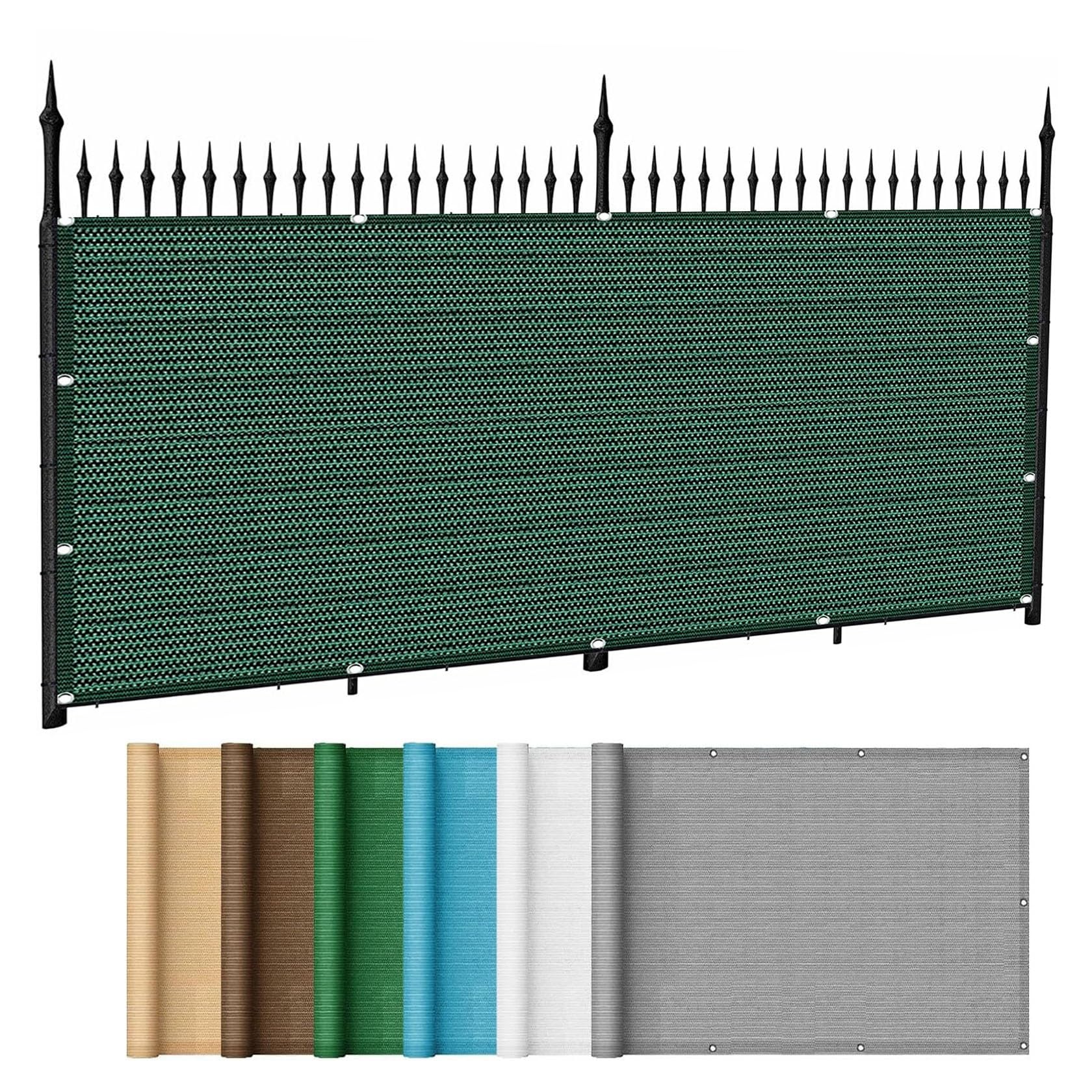 Balcony Screening Balcony Cover 75 x 320 cm(30 x 126inch) Anti-Peeping, Anti-Ultraviolet Balcony Cover Fence Sunshade Shading Fabric with Rope for Backyard Deck Railing, Dark Green