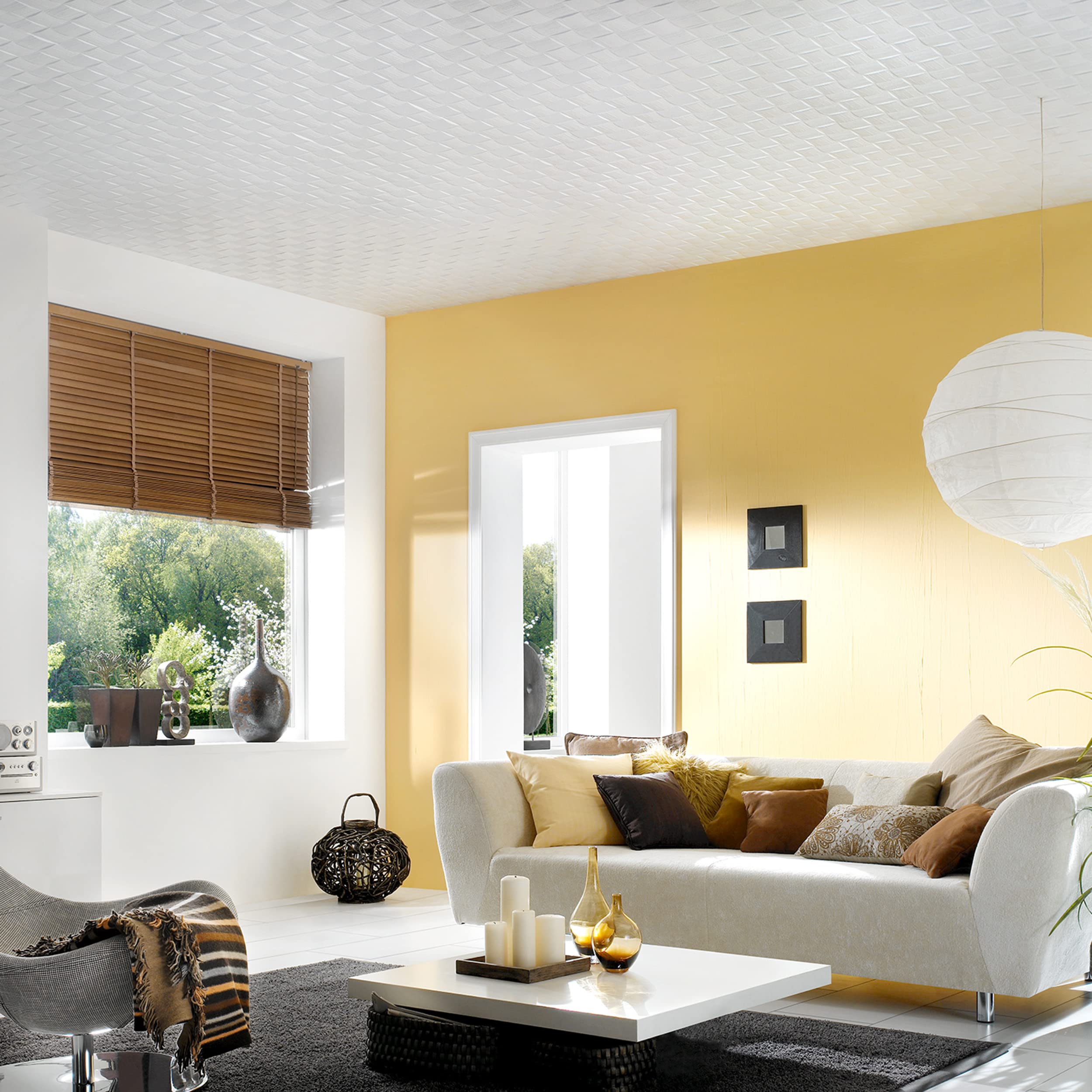 Decosa Pannelli da soffitto AP 103 (GENT) – 80 pannelli = 20 m2 – Nobili pannelli da soffitto bianco effetto intonaco – Pannelli decorativi 50 x 50 cm in polistirolo – Pannelli in polistirolo da