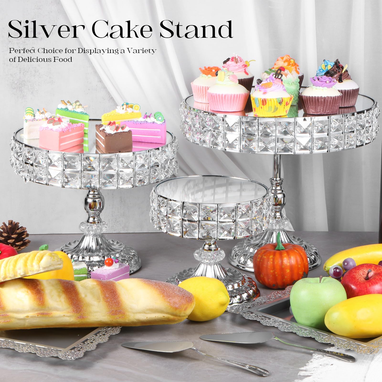 Amazon.com | LEIFEOSH 12-Piece Silver Cake Stand Set, Vintage Cake