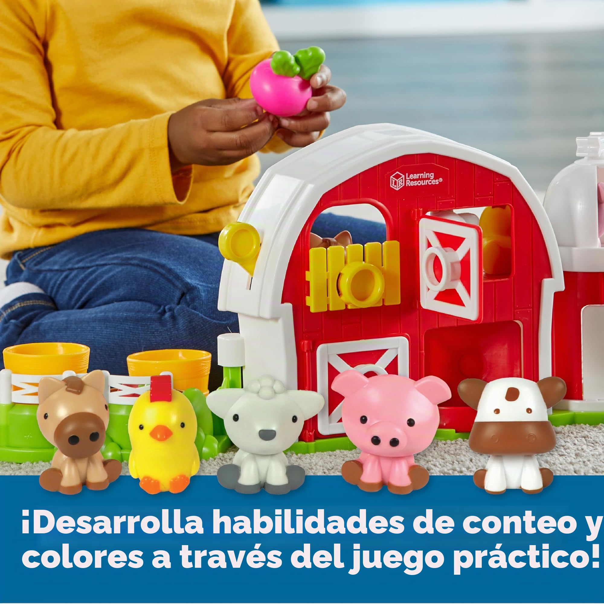 Learning Resources, Juego de Granja de Aprendizaje Peekaboo, Mayores de 18 Meses, Juguetes de Granja para niños pequeños, Juego de imaginación, Juguetes para niño o niña de 2 años