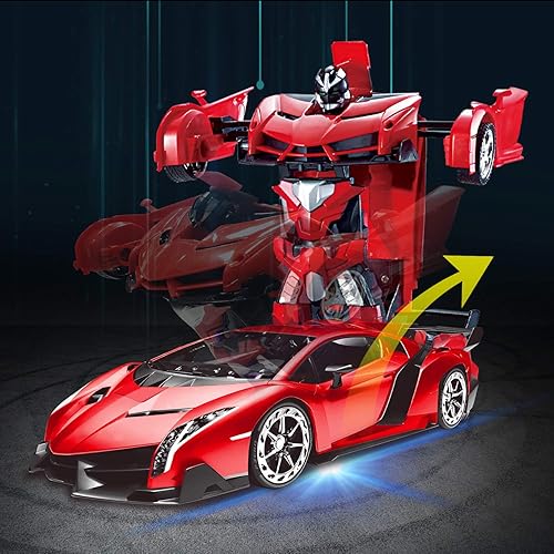 Miniatura 3 de AMENON - Robot de juguete con control remoto y luces de deformación para coche RC 24 GHz 118 recargable con giro de 360 para niños y niñas de 6 7 8