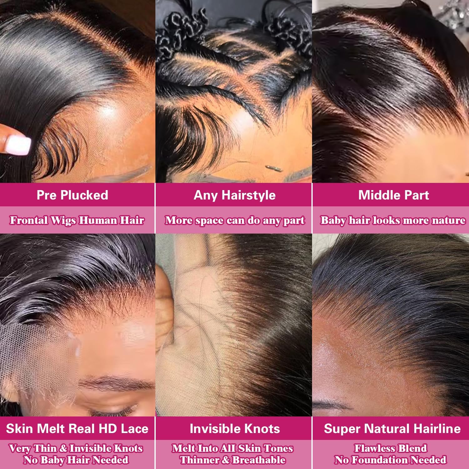 13x6 Body Wave Lace Front Wigs Human Hair Pre Plucked 180 Density HD Lace Frontal Wig Human Hair for Women 12A Body Wave Glueless Wigs With Baby Hair 18 Inch - Image 3