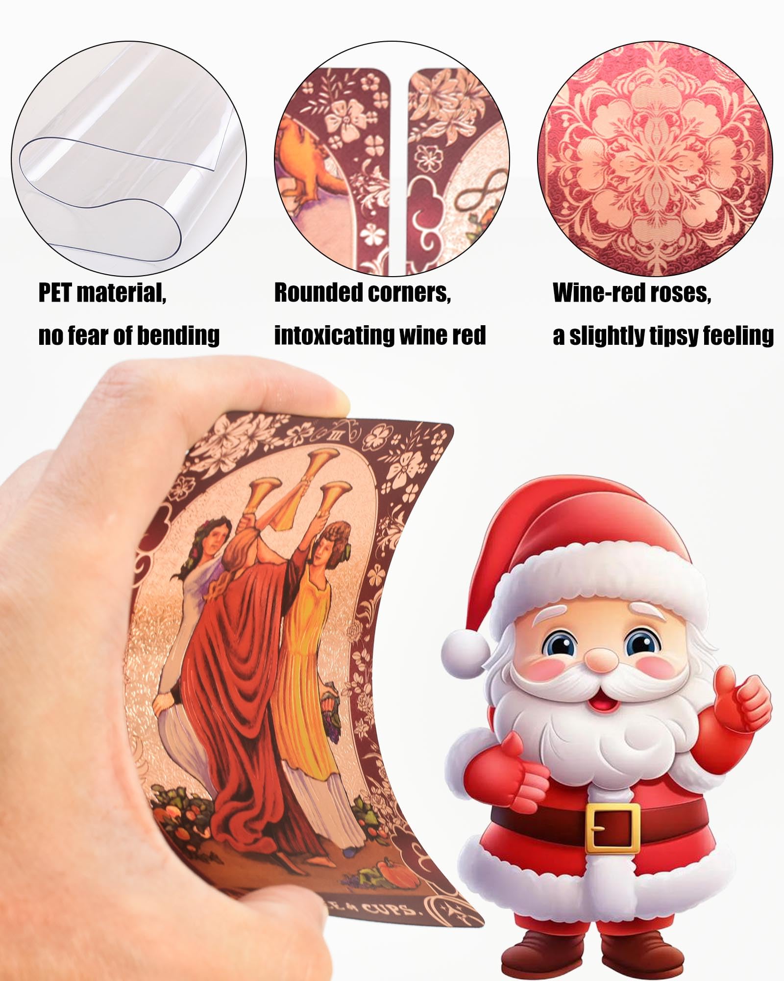 YIMINGOUFEI Baraja de Tarot de Papel de Aluminio Rojo Vino Inglés, 78 Cartas + 2 Tarjetas de Colección, con 36 Páginas de Guía de Color Inglés, Impresión Holográfica Esmerilada de PVC — view 2