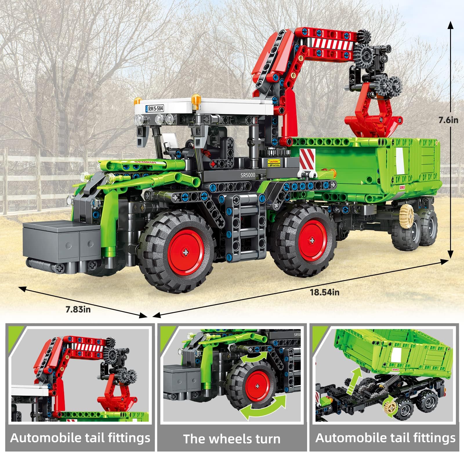 Toy Player 3 in 1 Traktor Harvester Klemmbausteine Bausteine,City Bauernhof LKW Spielzeug für Erwachsene Alter 1481 Teile