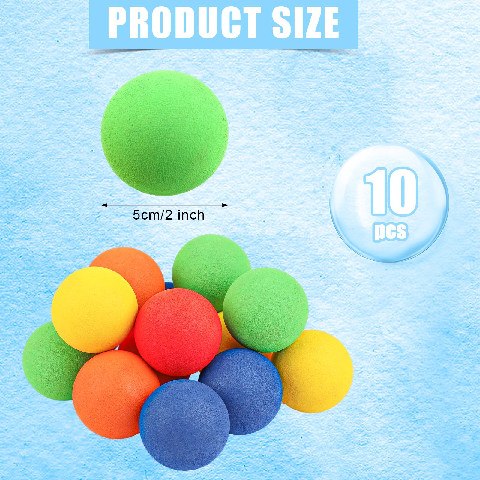 PEUTIER 10pcs Balles de Hockey en Mousse 5cm - Mini Hockey pour Enfants, Couleurs Assorties pour Mini Filets de Bâton