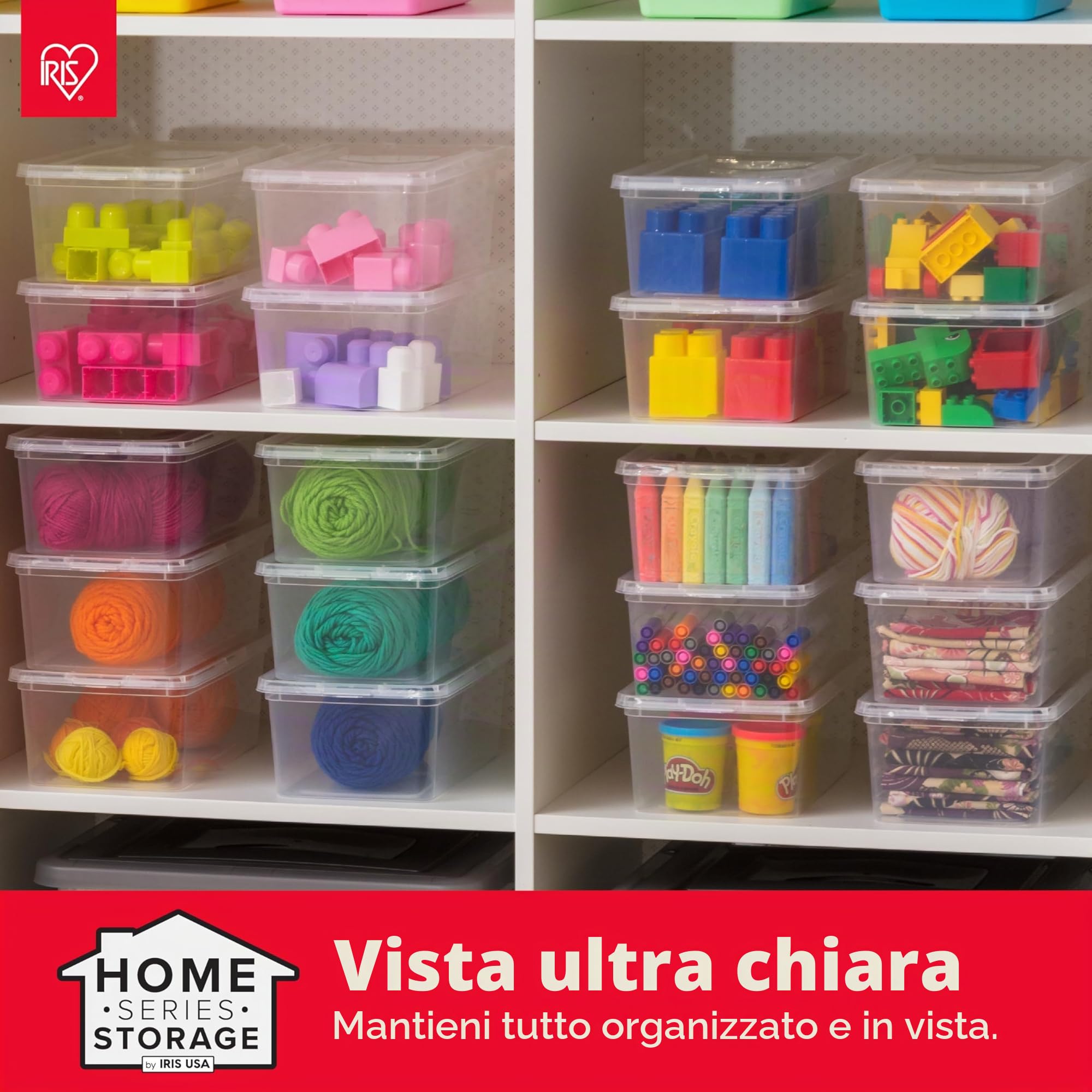 Iris Ohyama Scatole Portaoggetti, 5L, Set di 20, Trasparente, Chiusura facile, Impilabile, Plastica Trasparente, Per Armadio, Scaffali, Scuola, Organizzazione, Giocattoli, Cartoleria, Scarpe, CNL-5