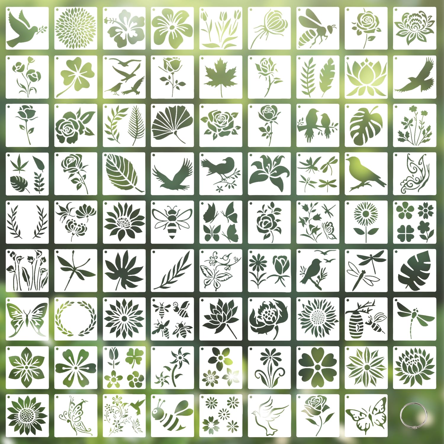 REEKNOKOL Flower Stencils, 80 Pcs Stencils for Crafts Reusable Plant Insect Painting Template for Painting DIY Art Crafts Scrapbook Wall DΓ©cor