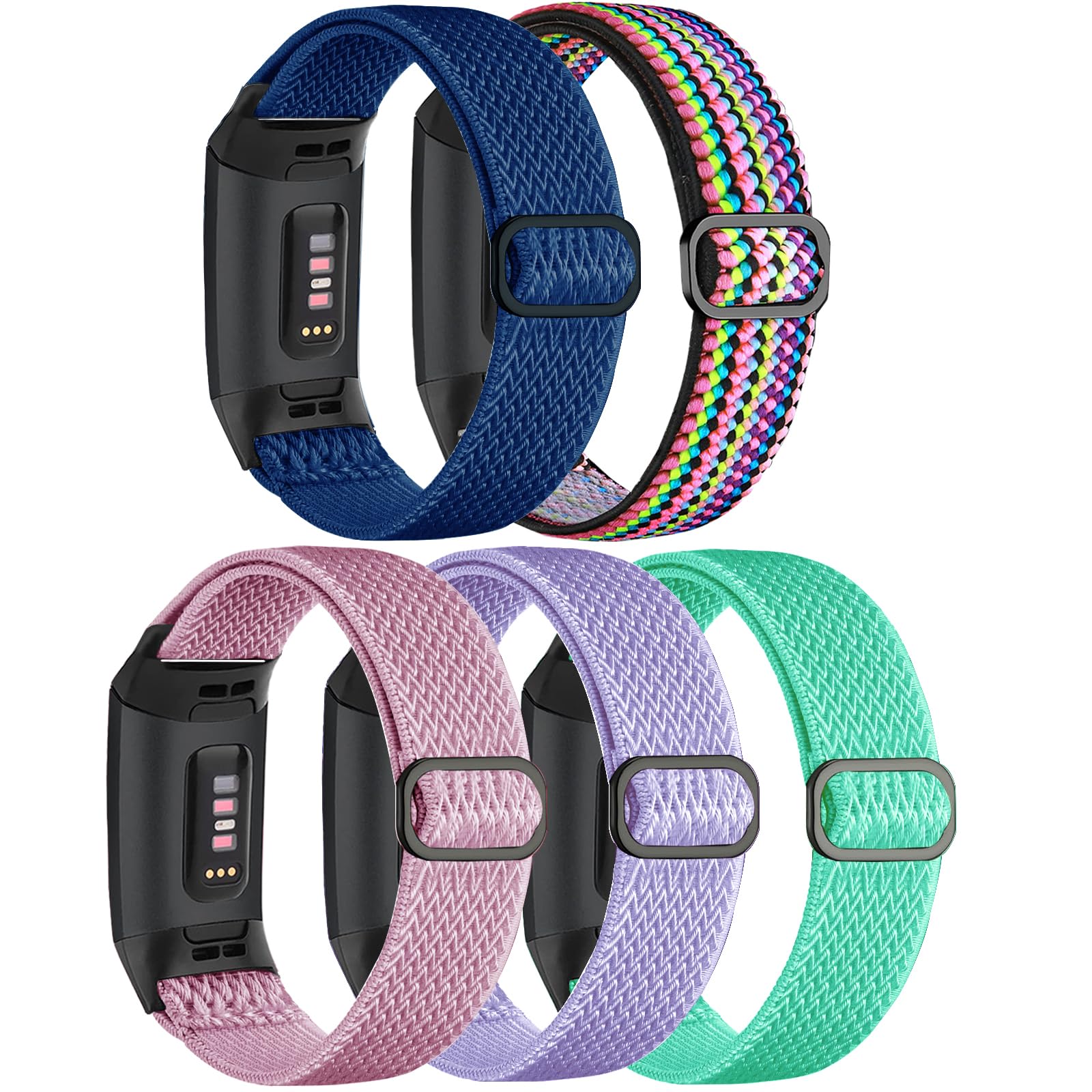 YOYDS Elastic Band Compatible with Fitbit Charge 4/Charge 3 Bands for Women Men,Adjustable Stretchy Sport Strap Soft Nylon Wristband for Charge 4/ Charge 3/3SE Smart Watch,3 Pack