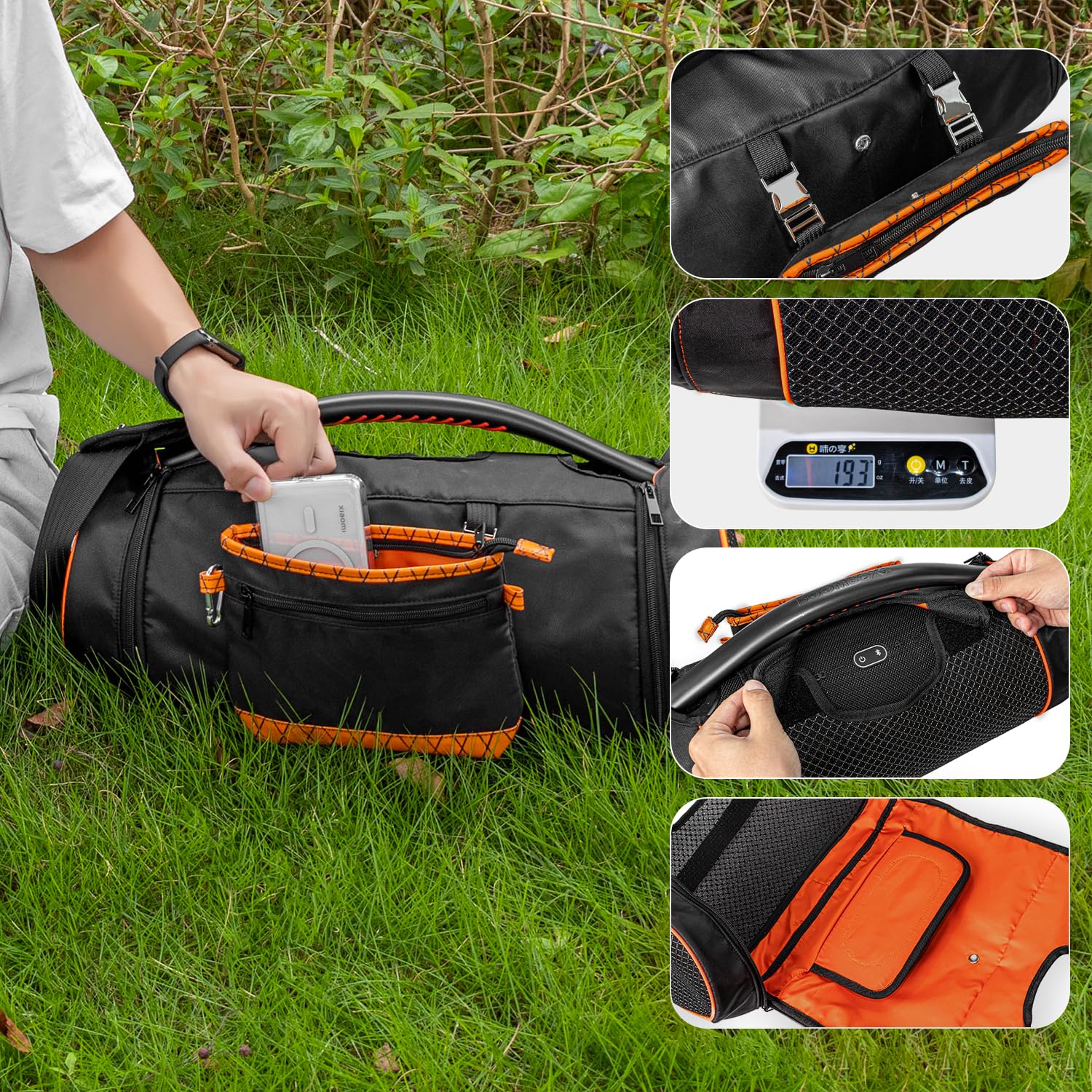 Estuche de Transporte Funda de Viaje Portátil Accesorios con Correa para JBL Boombox 2/Boombox 3/Boombox 3 WiFi Altavoz Bluetooth,Bolsa Adicional para Cargador,Negro