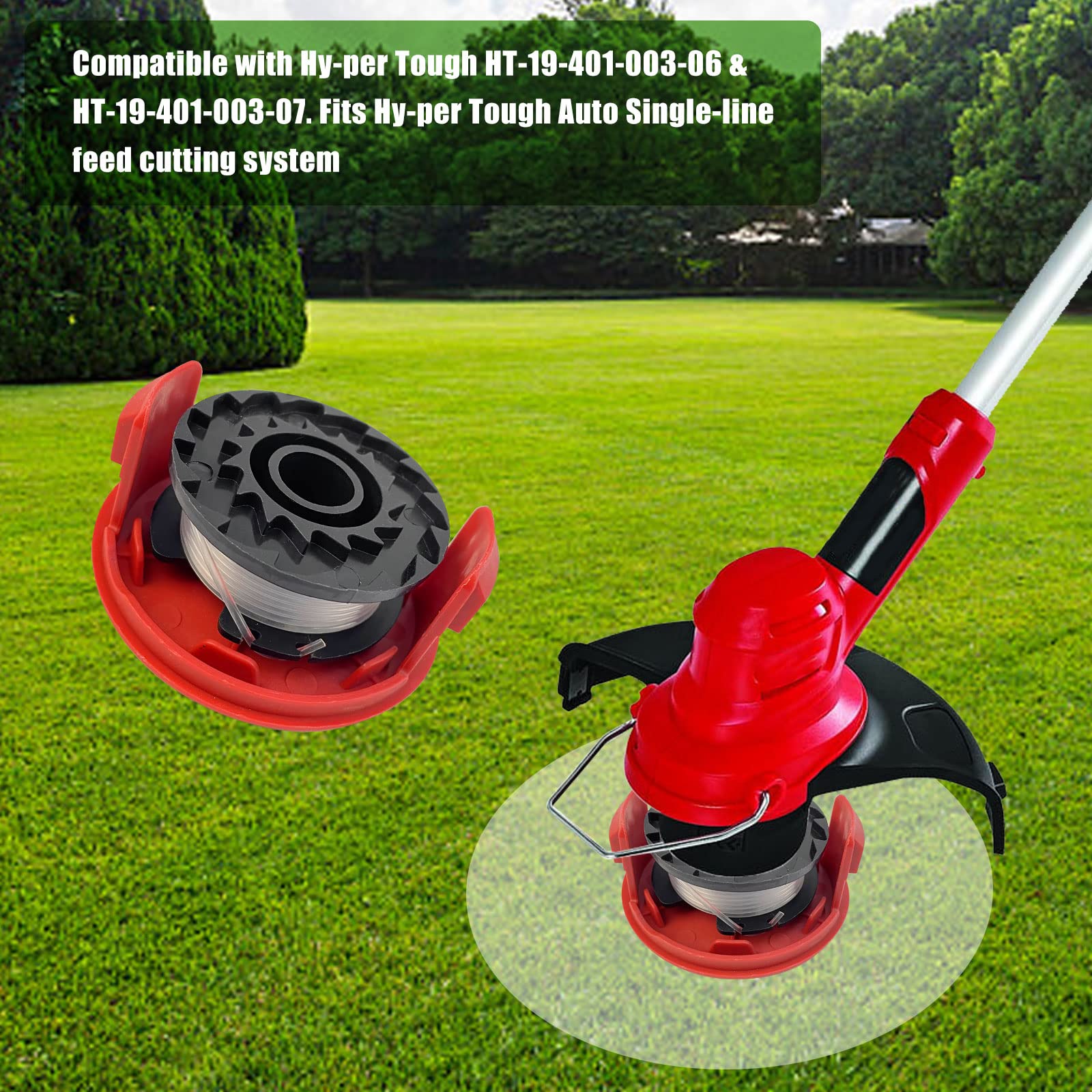 HSOKEW Replacement Trimmer Spool, TLH-02 Hy-perTough HT-19-401-003-06, HT-19-401-003-07, Trimmer HT21-401-003-02/03/04: 20V Max Cord-Less 12/13inch String, 0.06in/1.6mm Dia, 17FT (7)