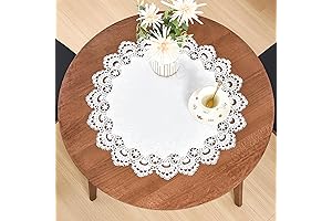 Elegant White Round Lace Jacquard Doilies for Tables