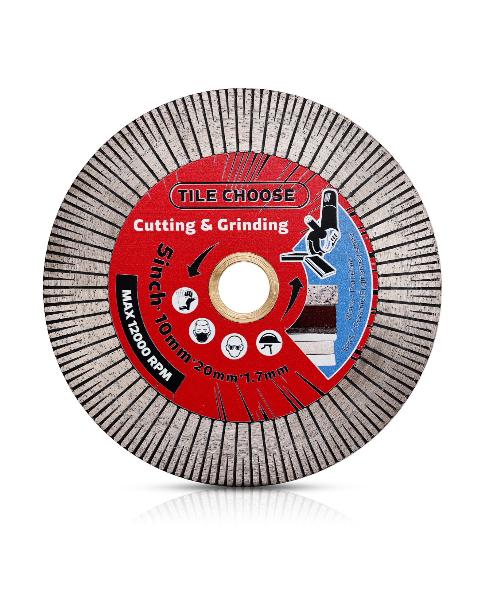 Solidure 5" Porcelain Diamond Blade,Tile Grinding Blade for Cutting and Grinding Porcelain Tile Granite Marble