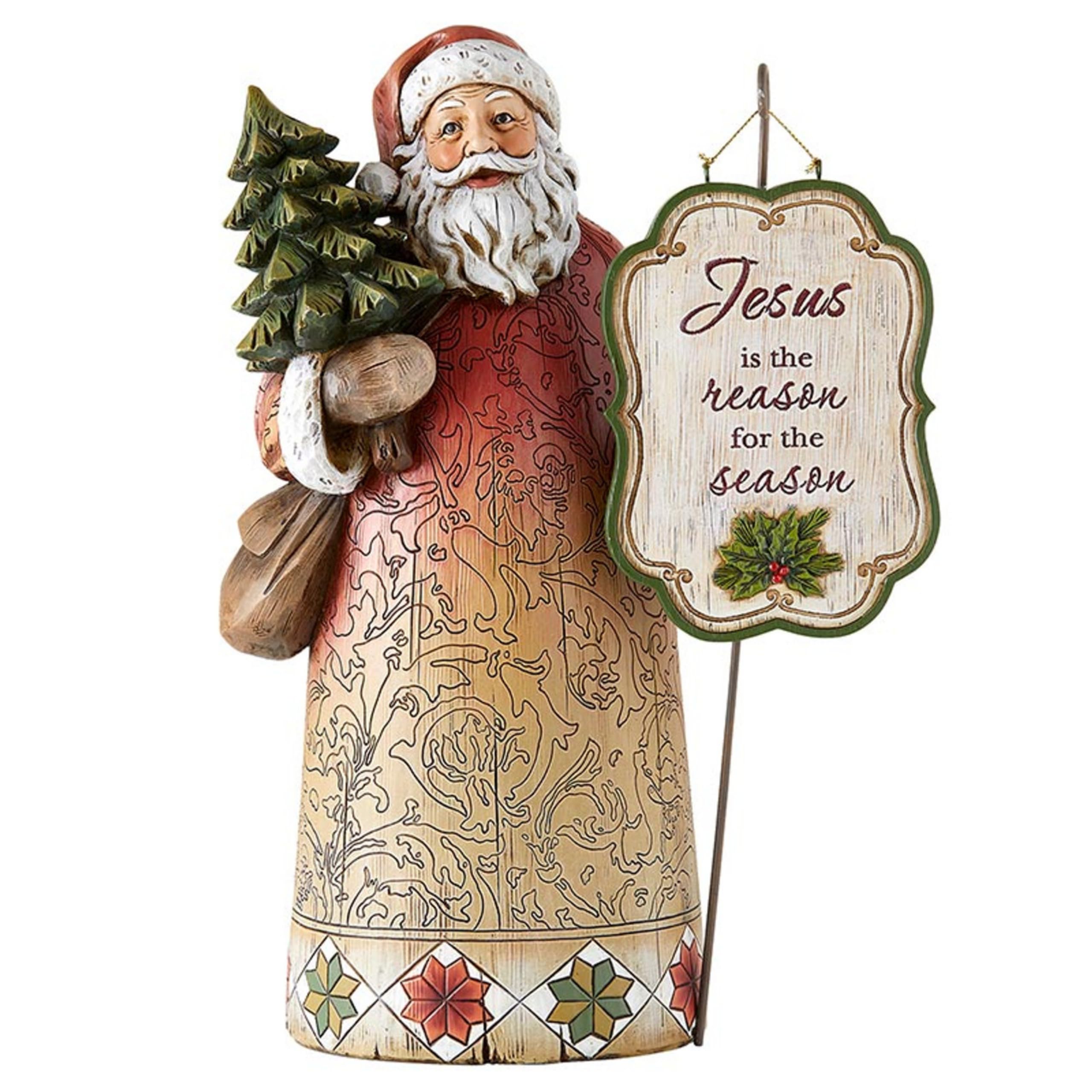 Neşeli İsa Sezonun Nedeni Noel Baba Heykelcikler, Tam Renkli Noel Haberleri Dini Heykel Masa Üstü Dekorasyon, 30 cm