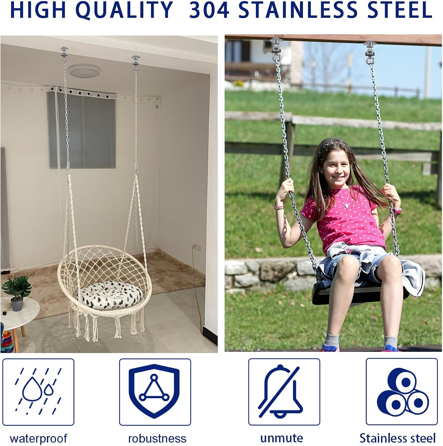Heavy Duty Stainless Steel Swing Hanger with 360°+180°Rotation 1500LB Capacity,Triangular Fixation for Playground Hammock Chair,sandbag Porch Swing