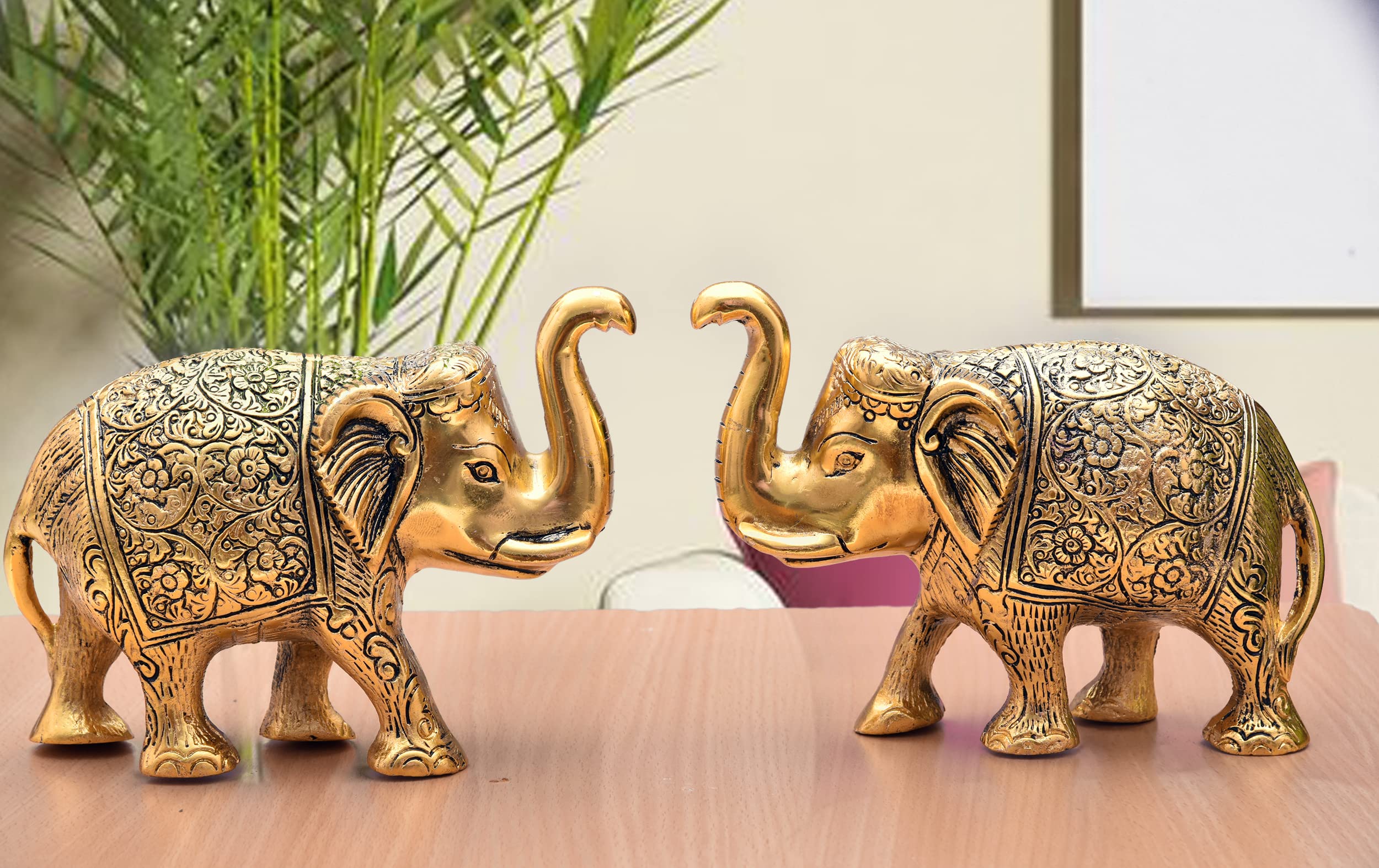 Gold Elephant Statues - Good Luck Decor -3