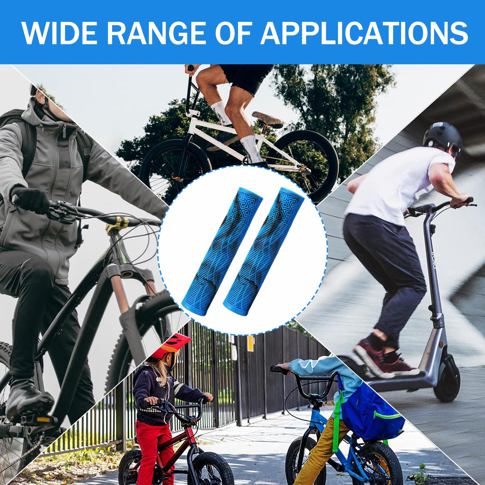 1 Coppia Manopole MTB 160mm Antiscivolo, per Manubrio Bici da Montagna/Scooter, Design Ergonomico con Rinforzi Laterali, Adatte 22mm