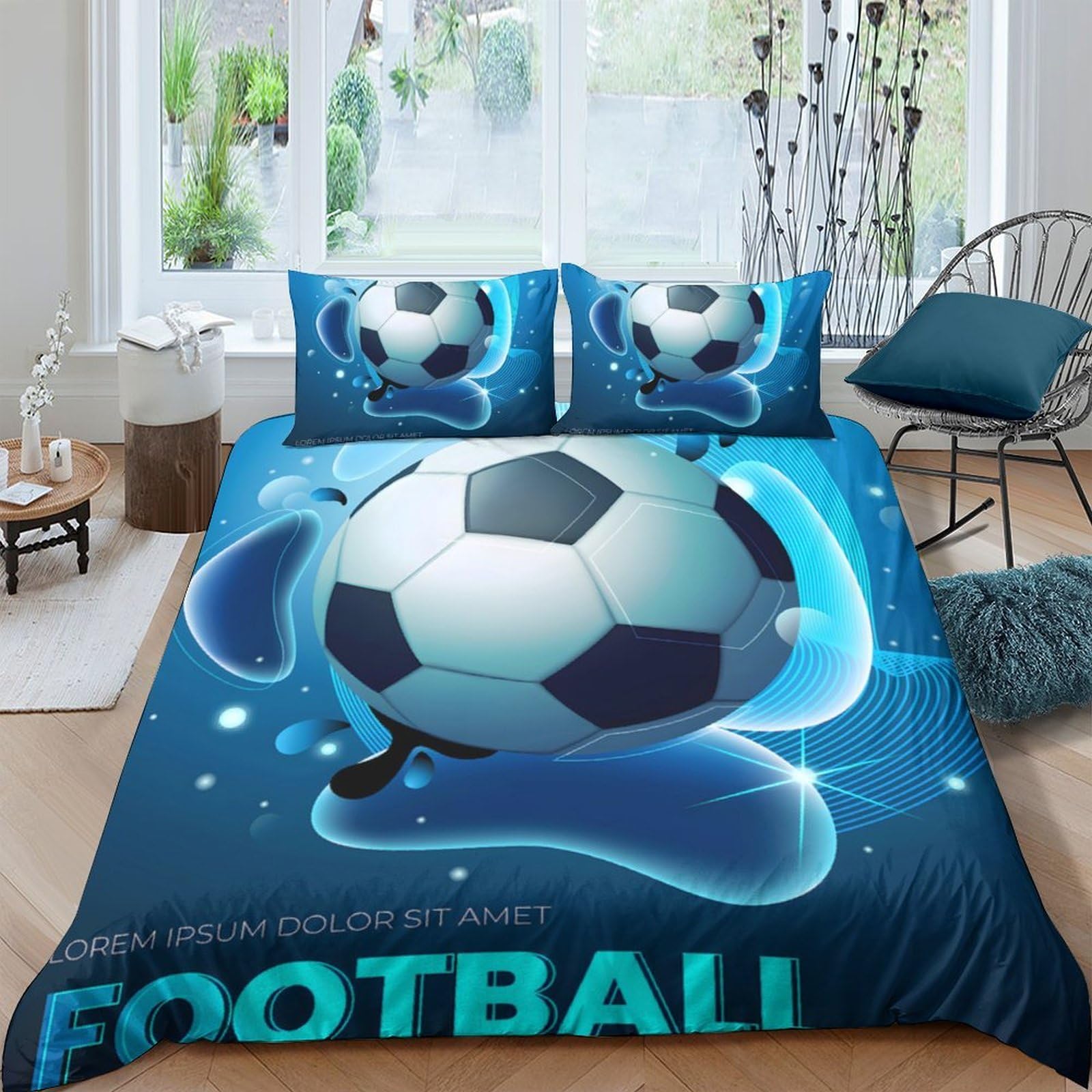 Ctjqhvkz Style-8 3D Printed Football Splash Fitted Sheet Microfiber Soft Breathable Graffiti Soccer Bed Cover For Bedroom Dorm Decor Single（135X200cm）
