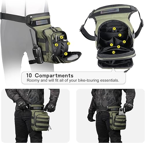 Miniatura 2 de Rhinowalk Riñonera para motocicleta, riñonera para cintura, cadera, bolsa de hombro, paquetes de muslos para viajes al aire libre, pesca,