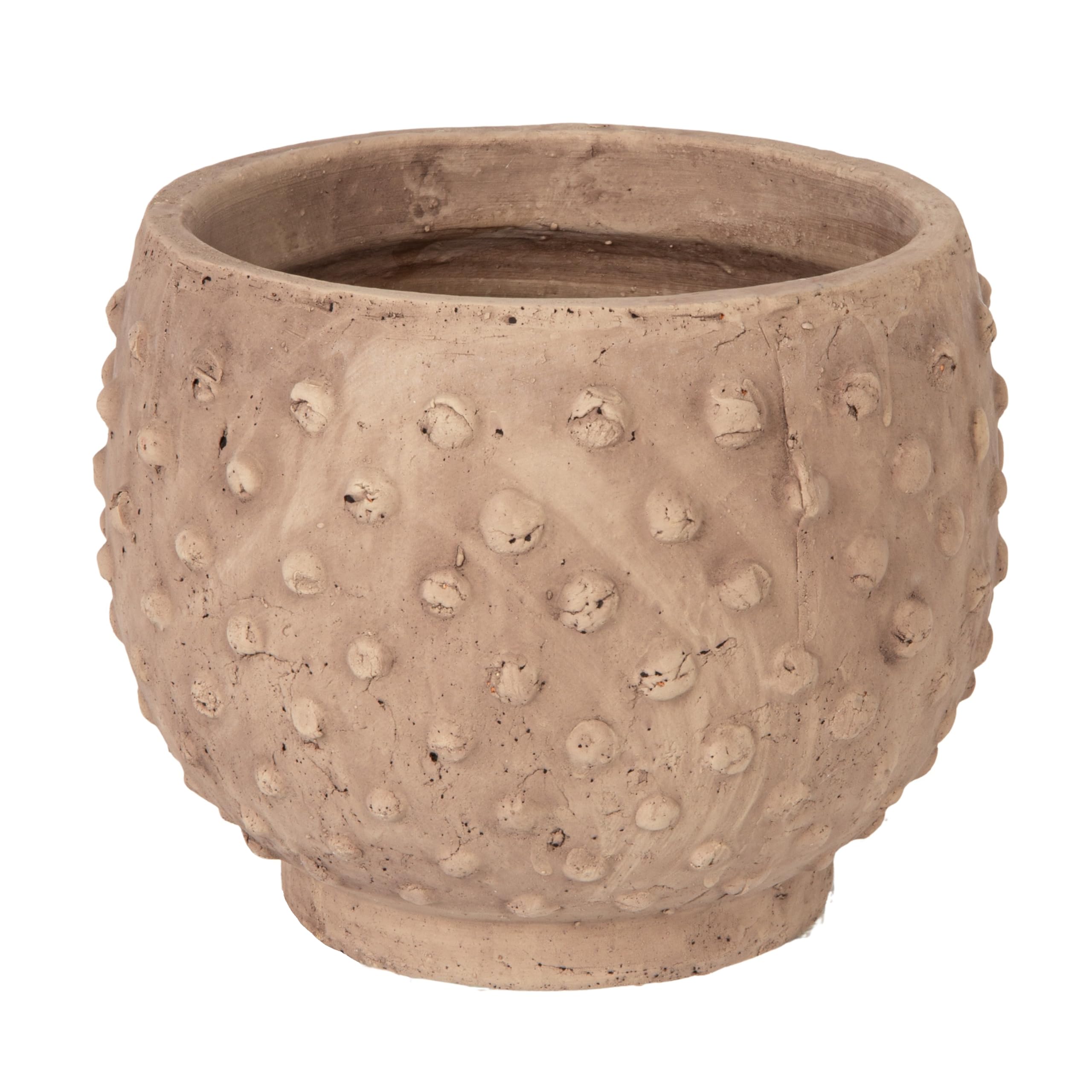 Creative Co-Op Distressed Terra Cotta Hobnail Planter, Greige