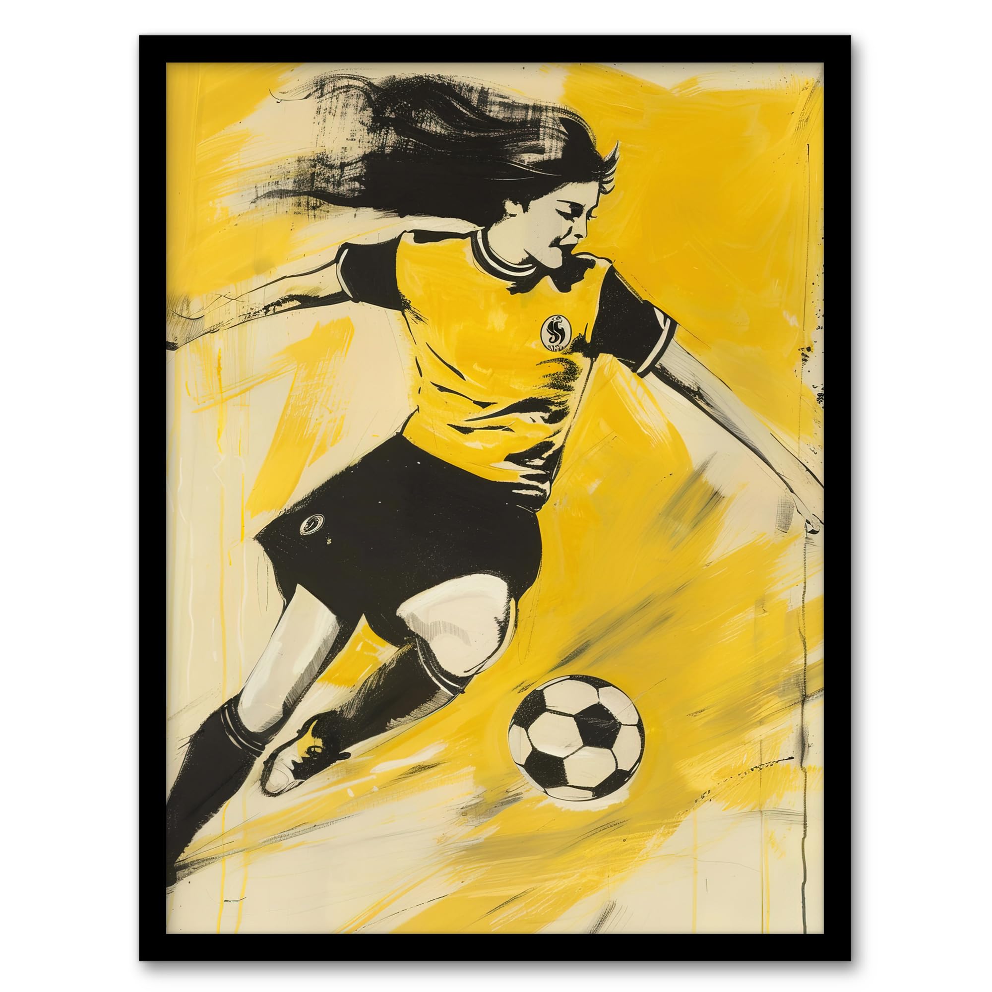 Artery8 Womens Girls Football Fan Soccer Goal Footie Living Room Artwork Framed Wall Art Print A4