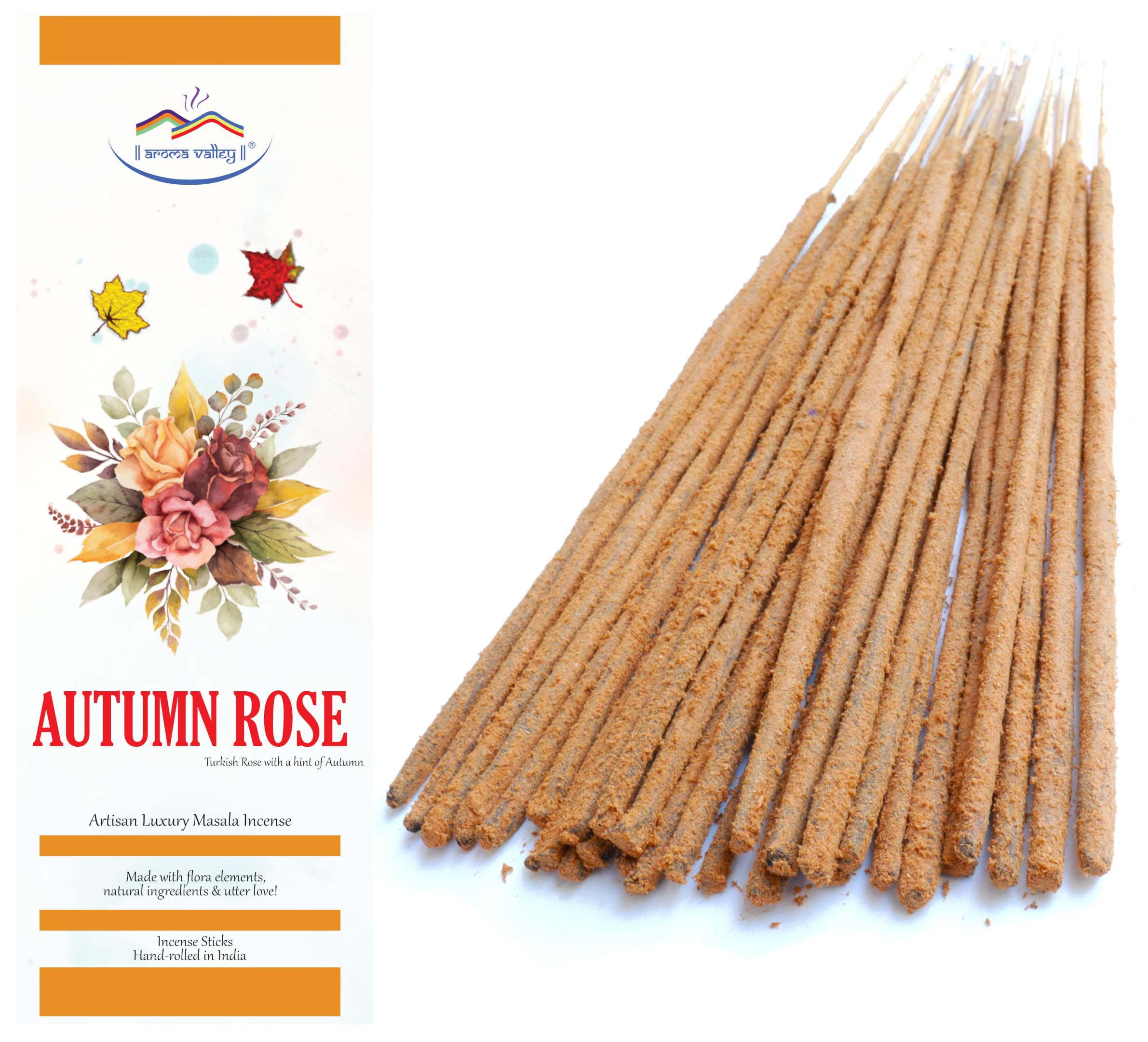 Autumn Rose Incense Sticks aka Nataraja - Artisan Luxury Masala Incense - Divine Scent for Home and Meditation - Handcrafted 30 Sticks