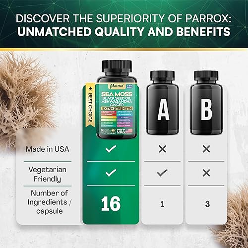 Miniatura 3 de Musgo marino, aceite de semilla negra, ashwagandha, cúrcuma, clorofila, diente de león, jengibre, vitamina D3, pimienta negra, saúco, ACV, dique