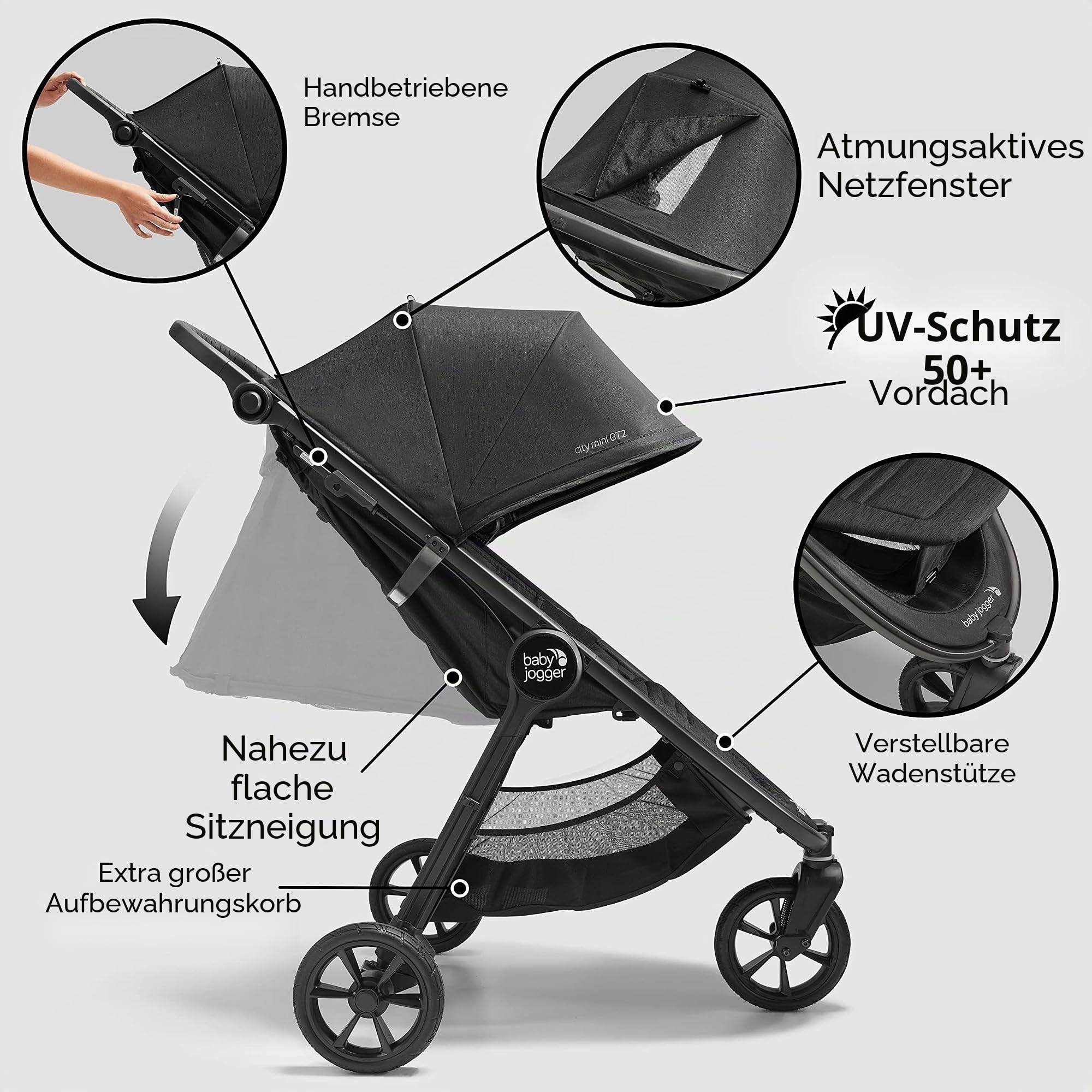 Baby Jogger City Mini GT2 All-Terrain Kinderwagen Opulent Schwarz