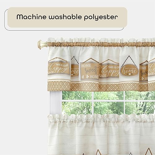 Miniatura 3 de ACHIM Juego de cortinas de ventana con cenefa y nivel estampado de filtrado de luz, 24 pulgadas de largo, 58 pulgadas de ancho, diseño moderno de