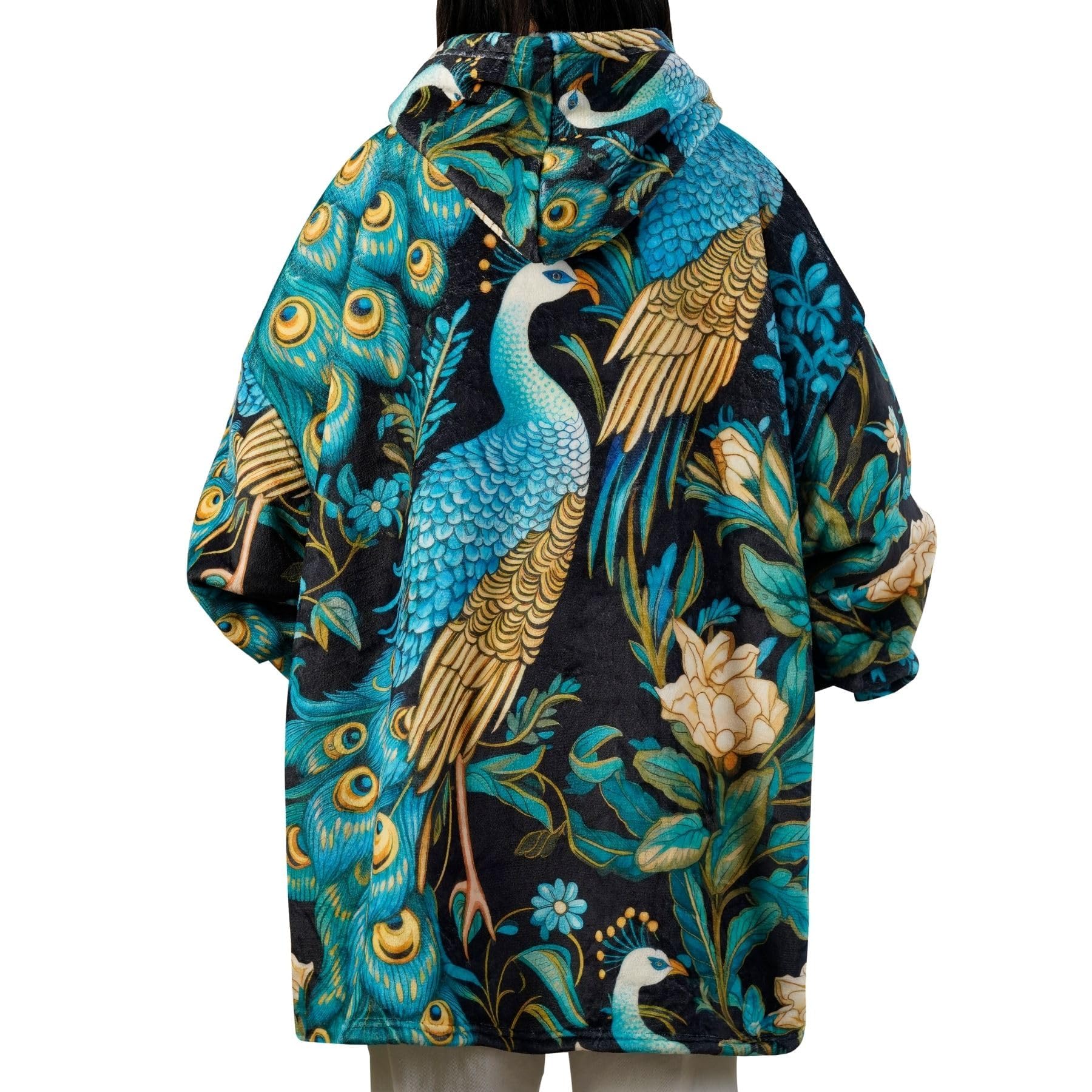 Peacock Gifts for Women, Peacock Wearable Blanket Hoodies for Adults, Oversized Flannel Hooded Blankets, Gifts for Birthday, Christmas, and so on, One Size Fits All