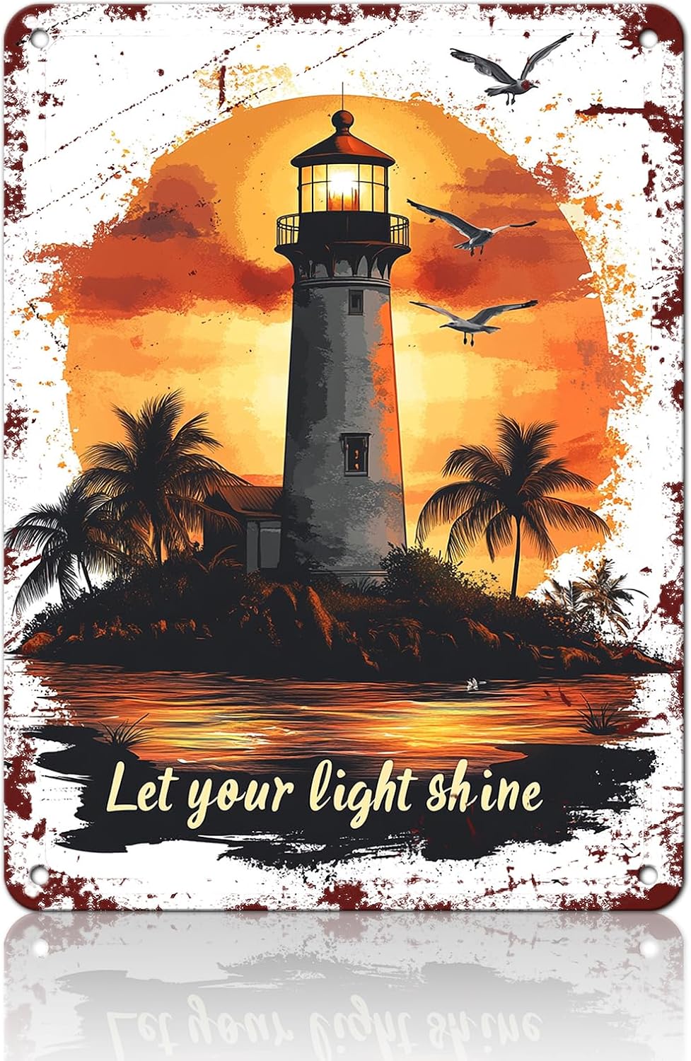 Vintage Tin Sign Let Your Light Shine Sign Retro Wall Decor for Home Garden Yard Garage Hotel Coffee Bar Shop 12x16 Inch