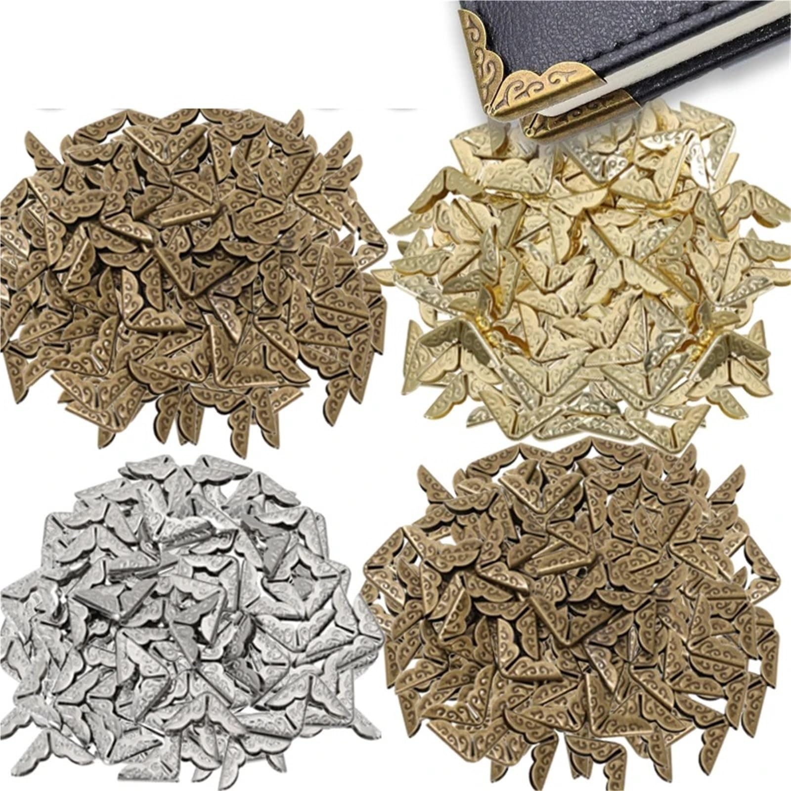 Narożniki do albumów ze zdjęciami, metalowe ochraniacze narożników, opakowanie 50 sztuk scrapbookingu, wielokolorowe 14x20mm(Silver 50pcs)