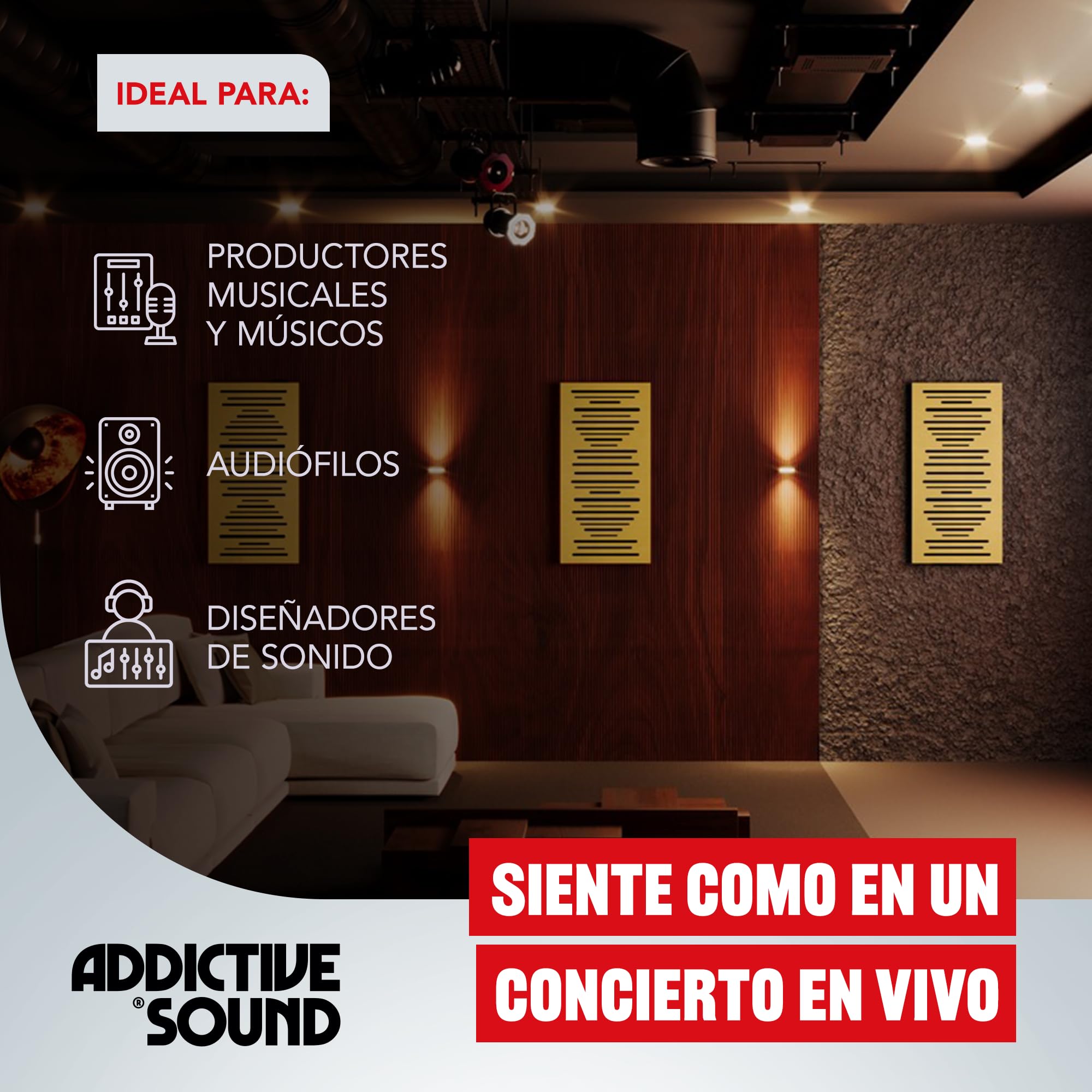 Addictive Sound AbFuser Panel Acústico Híbrido - Difusor Madera Haya & Absorbedor de Graves - Banda Ancha 100-9300 Hz - Fabricado UE CNC - Pared/Techo - Garantía 36 Meses - 100x50cm - Natural
