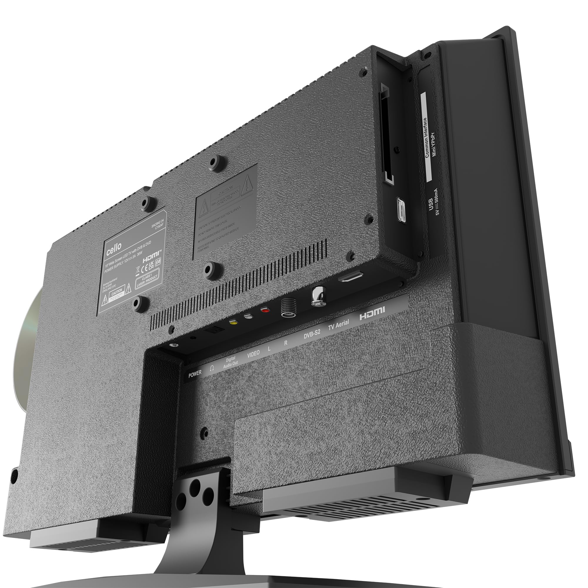Cello C1924F 19 Zoll LED-Fernseher mit DVD-Player, Triple-Tuner DVB-C/S2/T2, USB-Aufnahme, HDMI, Pitch Perfect Sound, 230 V