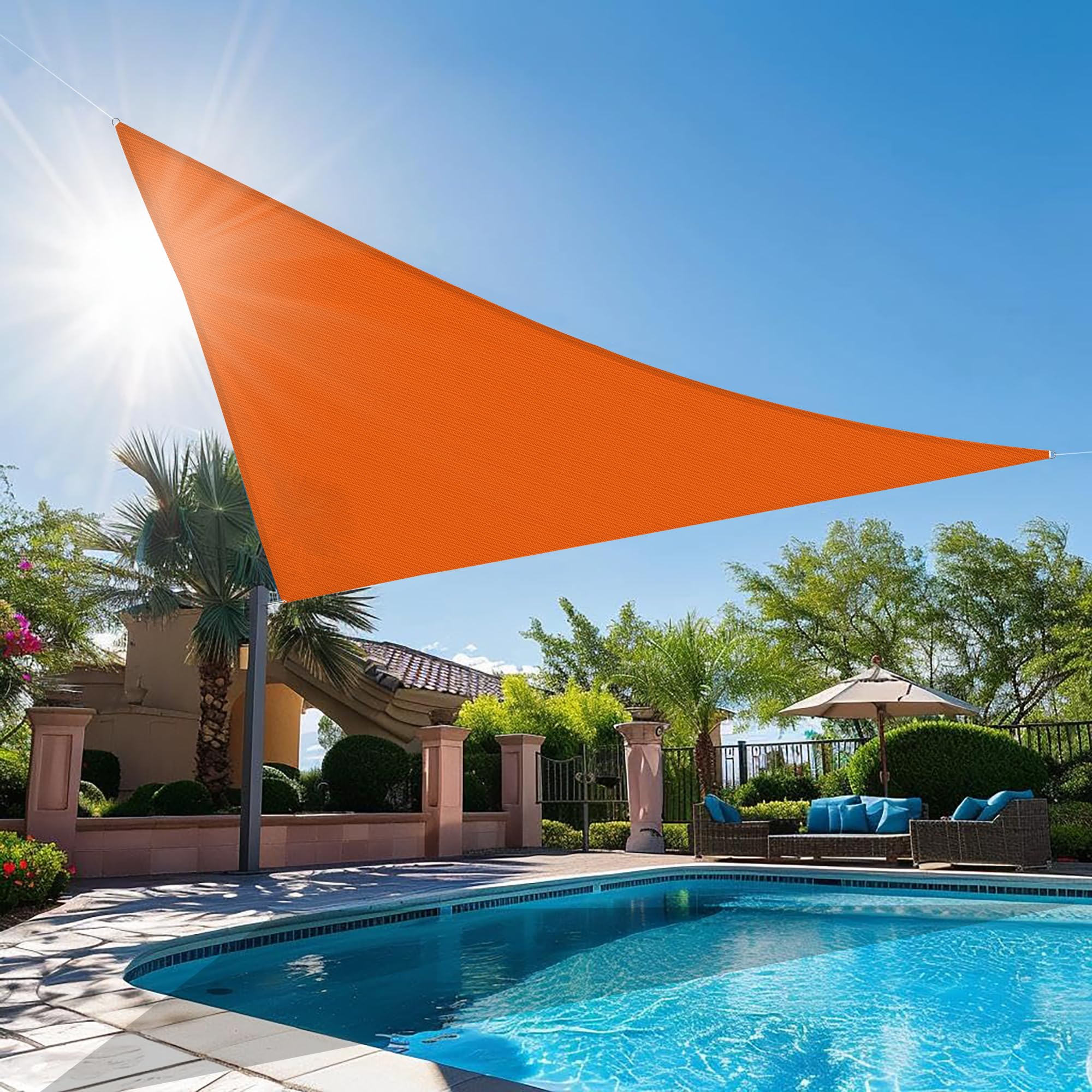 ECOOPTS 11'x19'x22' HDPE Sun Shade Sail Right Triangle Canopy Shades for Outdoor Patio Pergola Cover Blockage 95% UV Resistant(Orange)