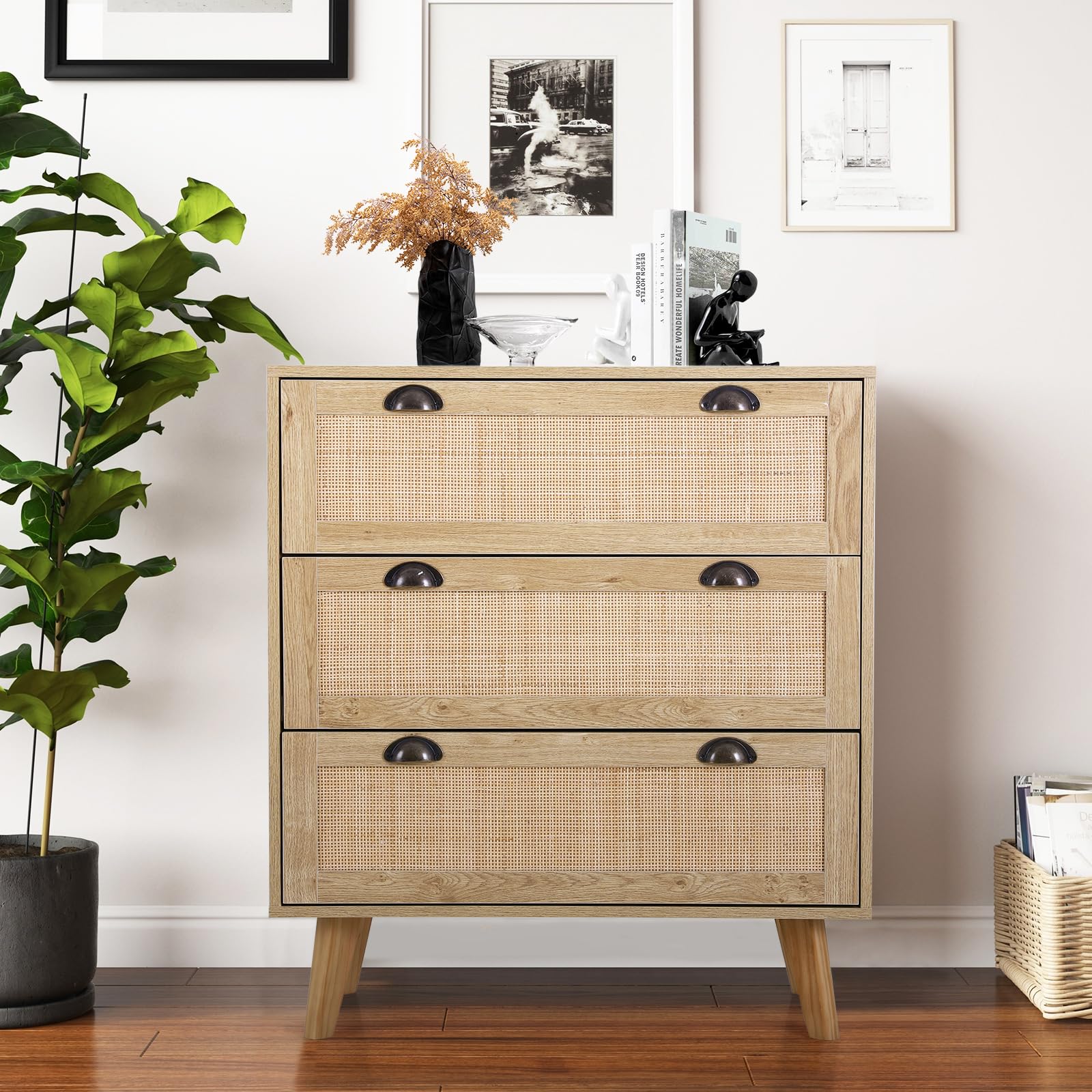 Amazon.com: Sophia & William Rattan Dresser 3 Drawer Dresser Rattan ...